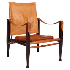 Chaise Safari de Kaare Klint pour Rud Rasmussen, cuir d'origine, années 1960