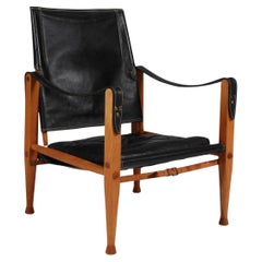 Chaise Safari de Kaare Klint pour Rud Rasmussen, cuir d'origine, années 1960