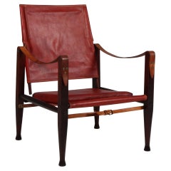 Chaise Safari de Kaare Klint pour Rud Rasmussen, cuir d'origine, années 1960