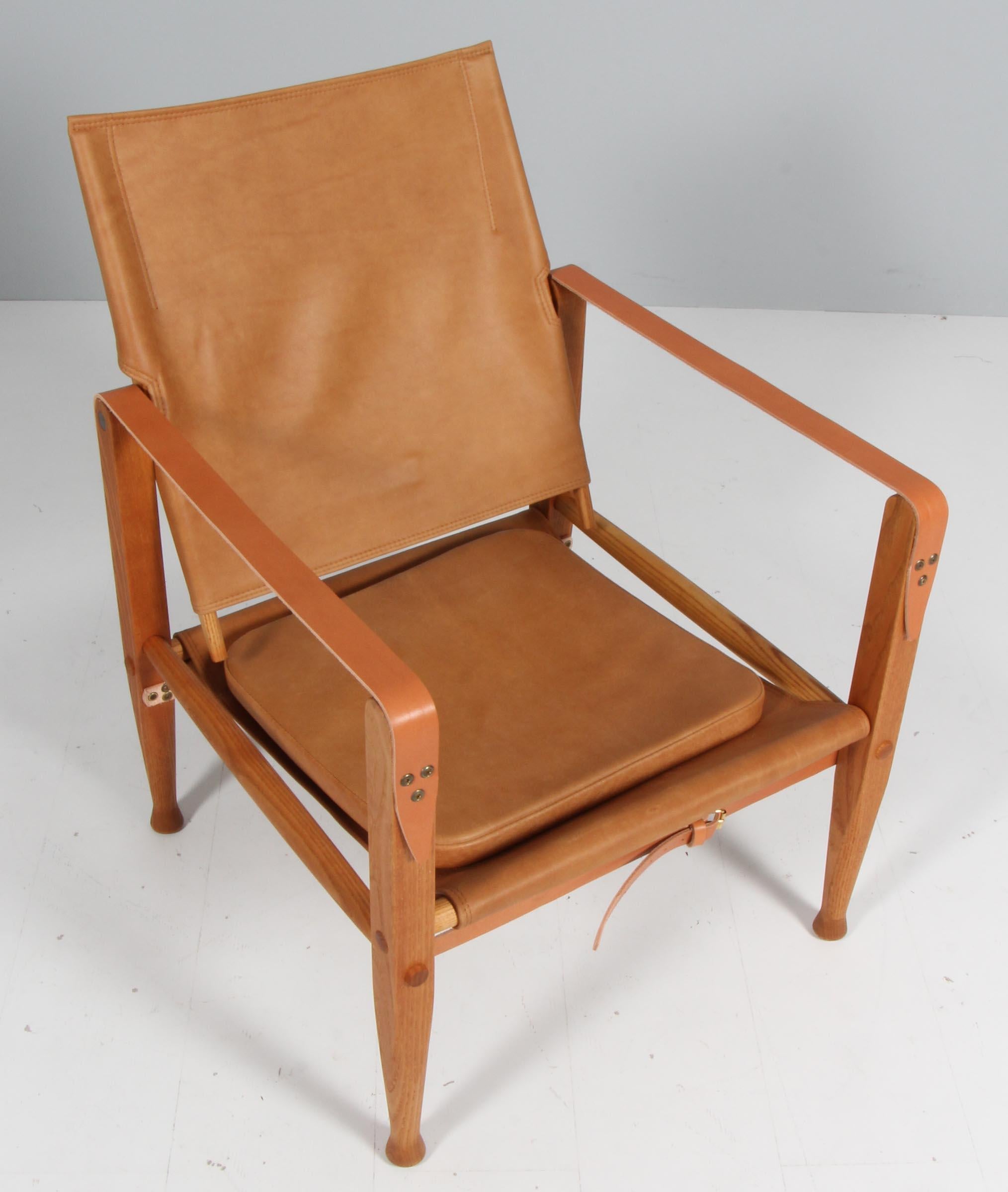 Kaare Klint for Rud Rasmussen, Safari Chair with ottoman In Excellent Condition For Sale In Esbjerg, DK