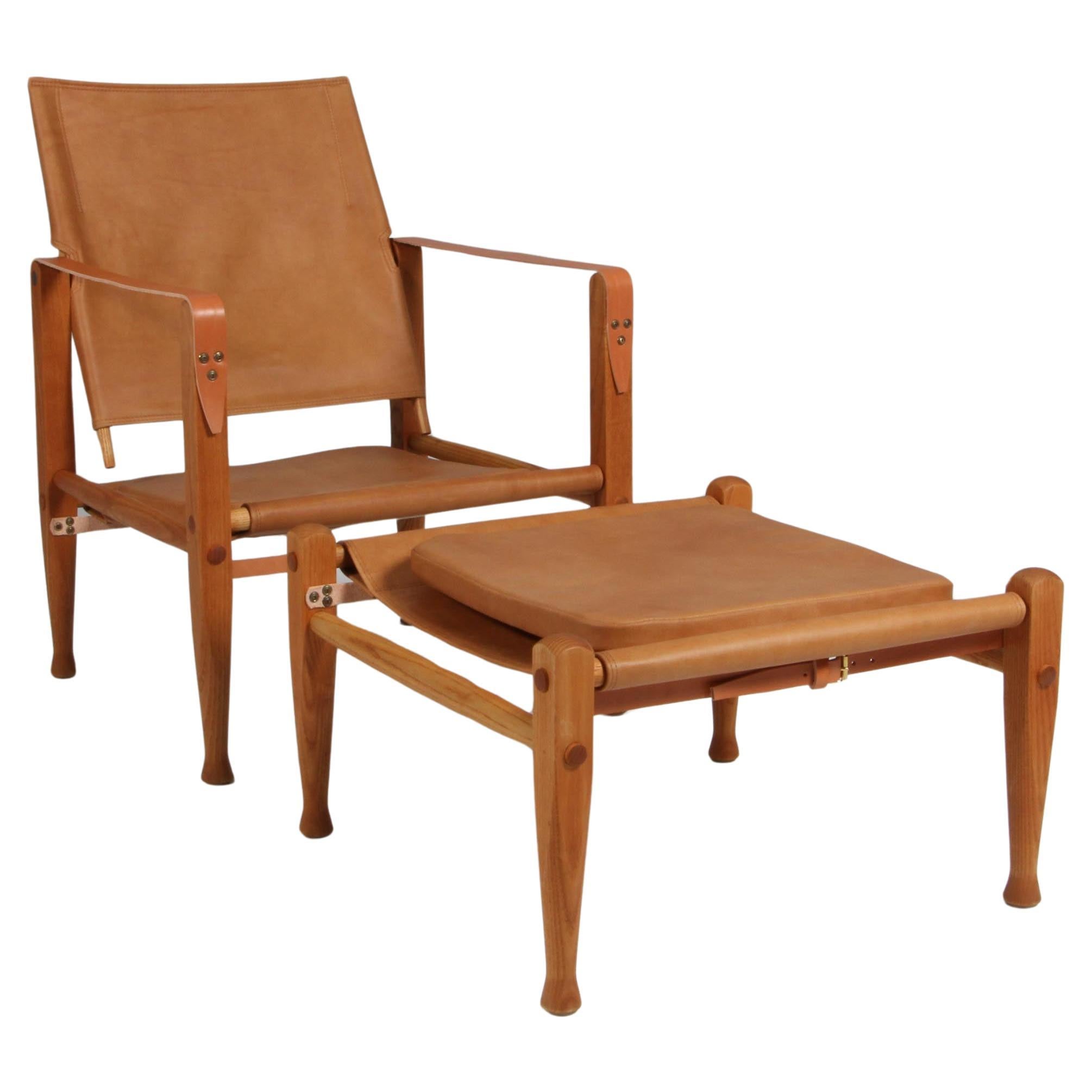 Kaare Klint for Rud Rasmussen, Safari Chair with ottoman For Sale
