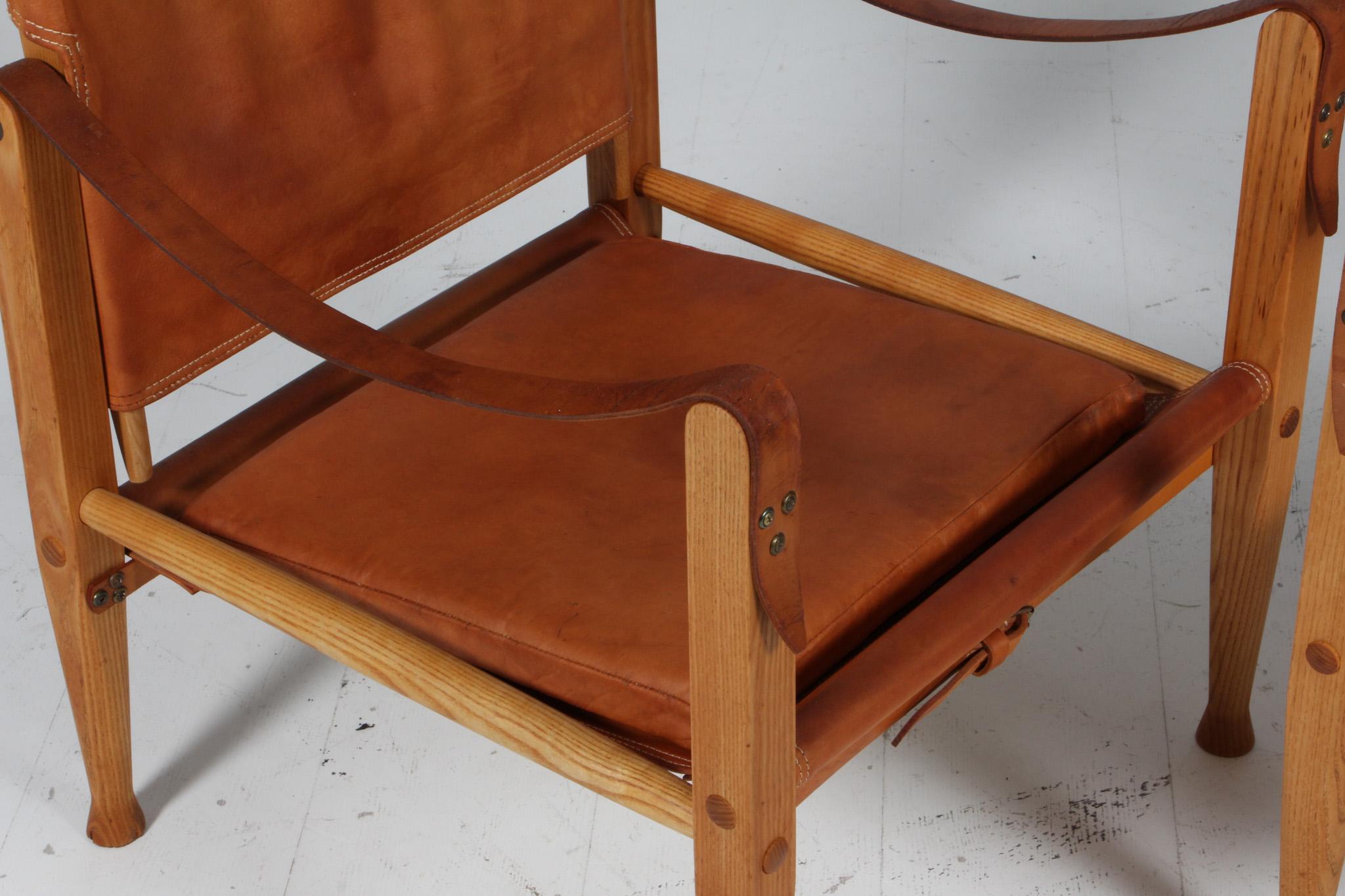 Leather Kaare Klint for Rud Rasmussen, Safari Chairs