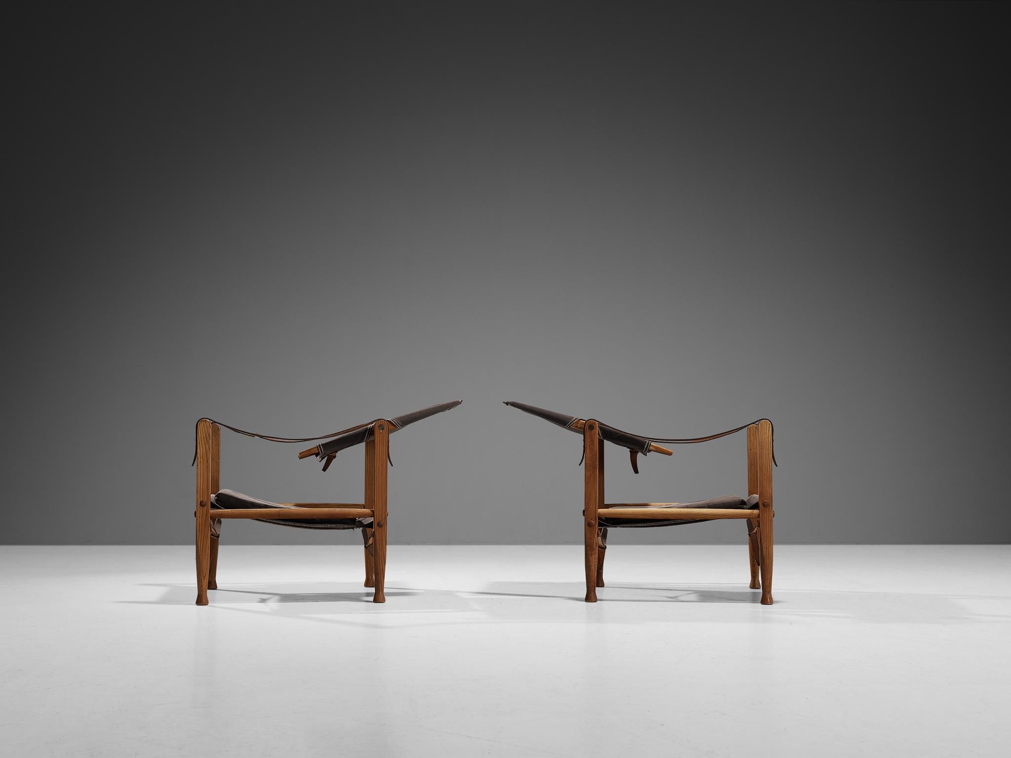Kaare Klint für Rud Rasmussen Safari Chairs aus braunem Segeltuch und Esche im Angebot 3