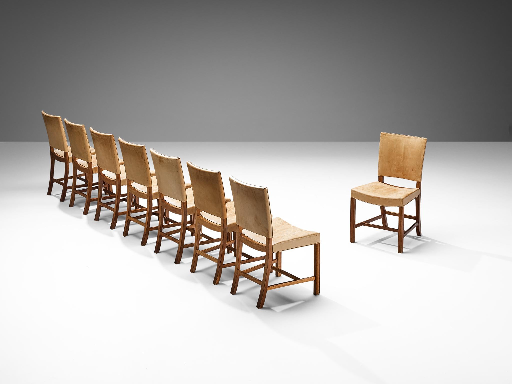 Kaare Klint for Rud Rasmussen Set of Ten 'Red Chairs' in Original Leather 4