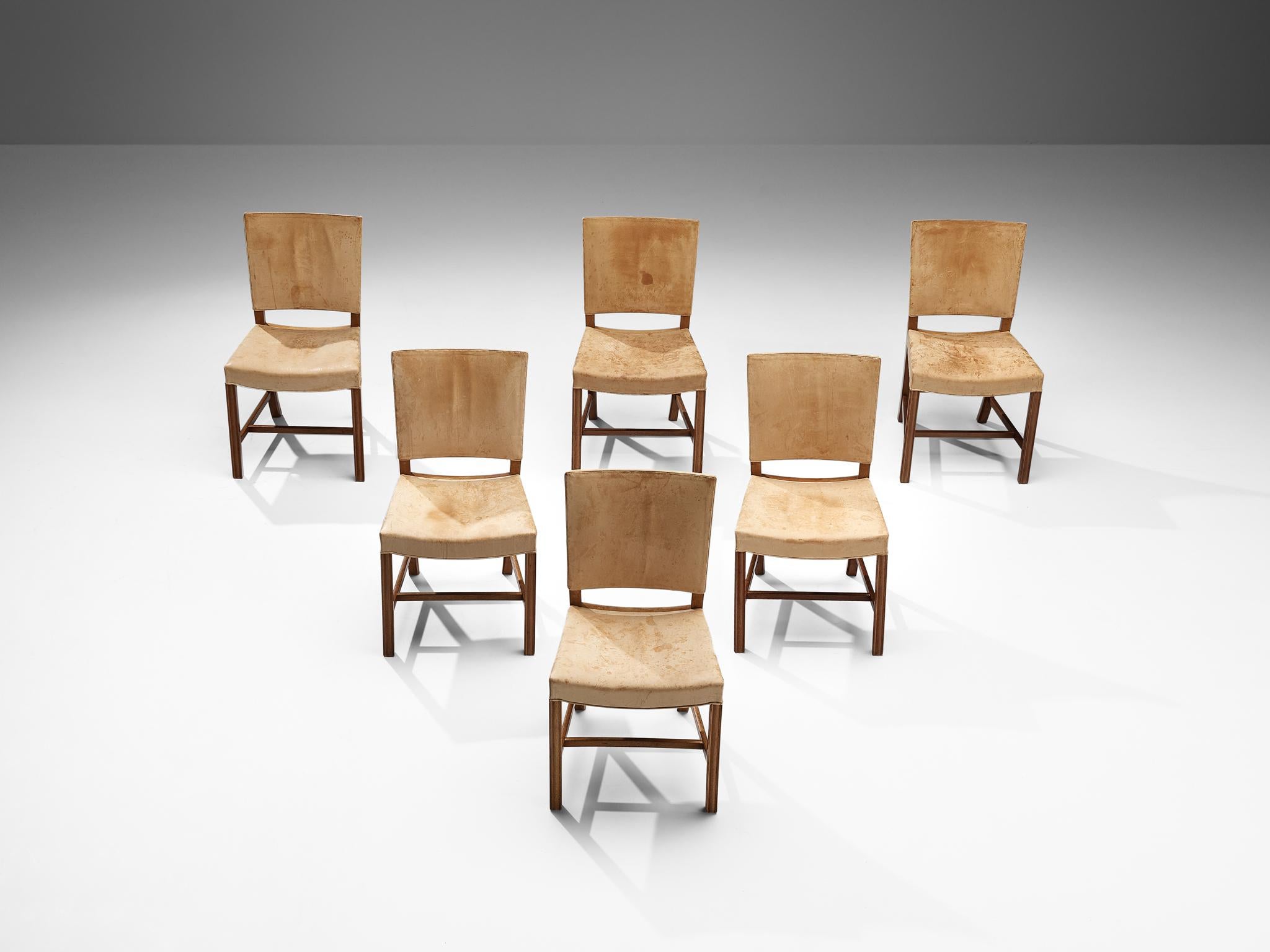 Kaare Klint for Rud Rasmussen Set of Ten 'Red Chairs' in Original Leather 5