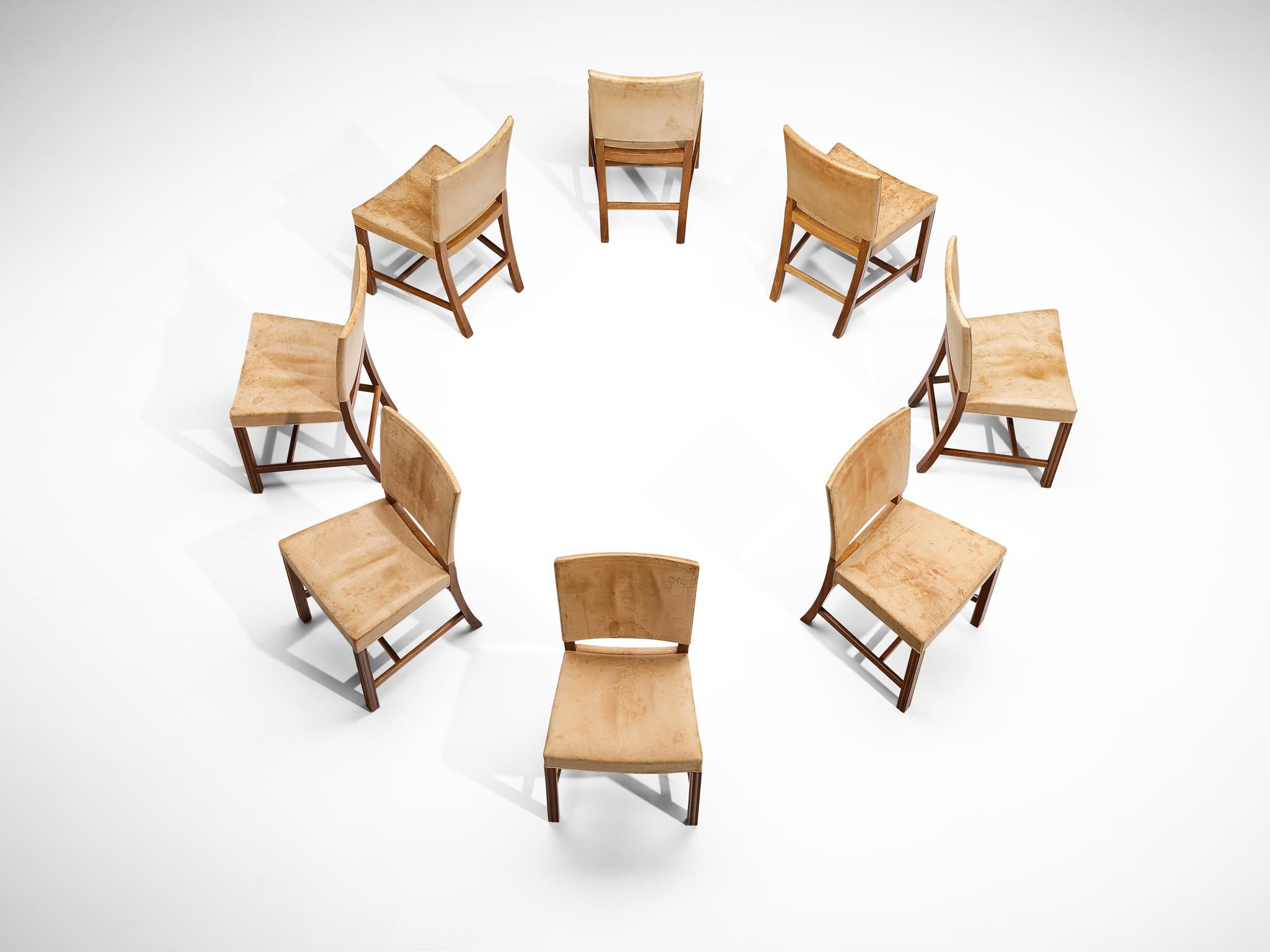 Kaare Klint for Rud Rasmussen Set of Ten 'Red Chairs' in Original Leather 2