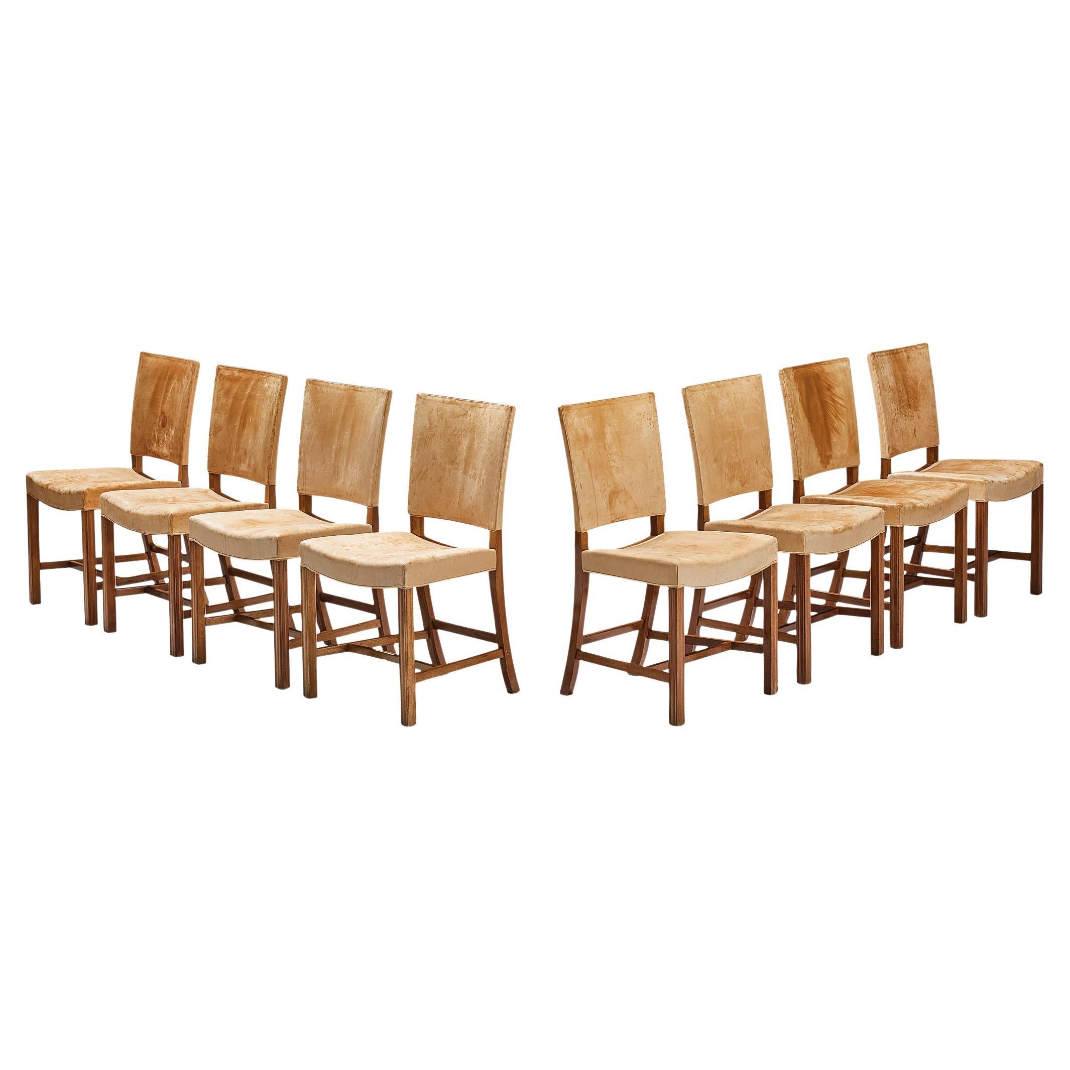 Kaare Klint for Rud Rasmussen Set of Ten 'Red Chairs' in Original Leather