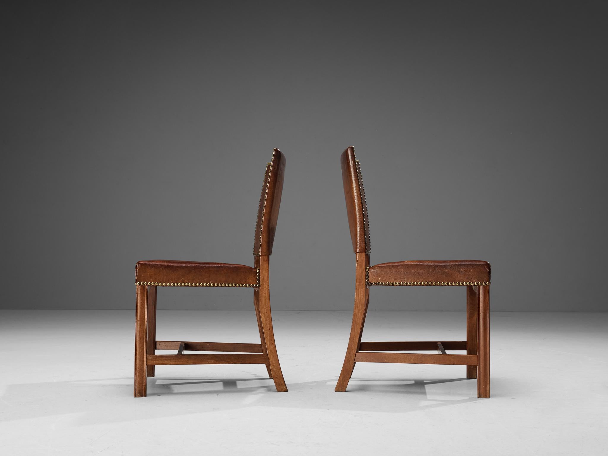 Scandinavian Modern Kaare Klint for Rud Rasmussen Set of Four 'Red Chairs' in Niger Leather 