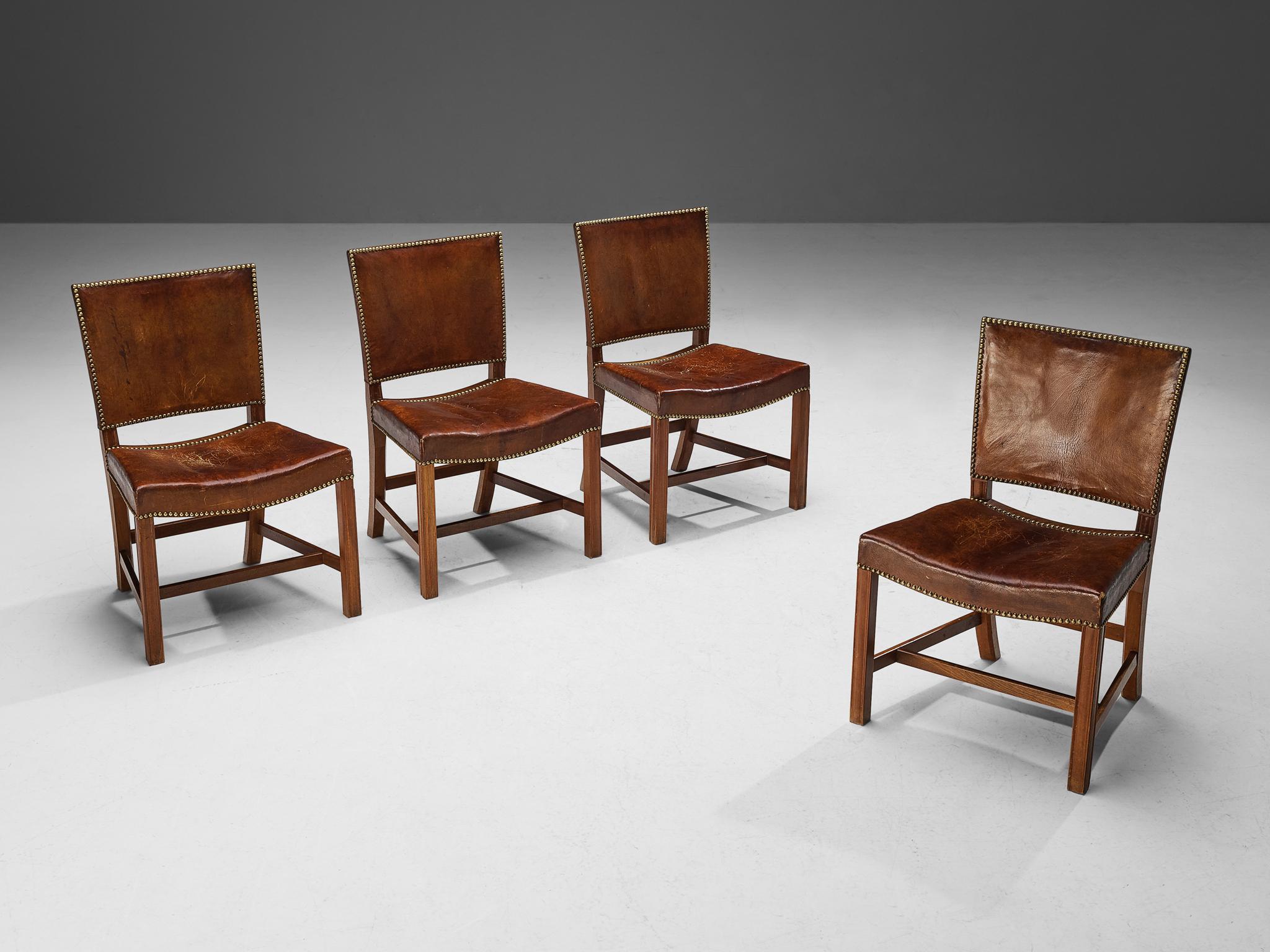 Kaare Klint for Rud Rasmussen Set of Four 'Red Chairs' in Niger Leather  In Good Condition In Waalwijk, NL