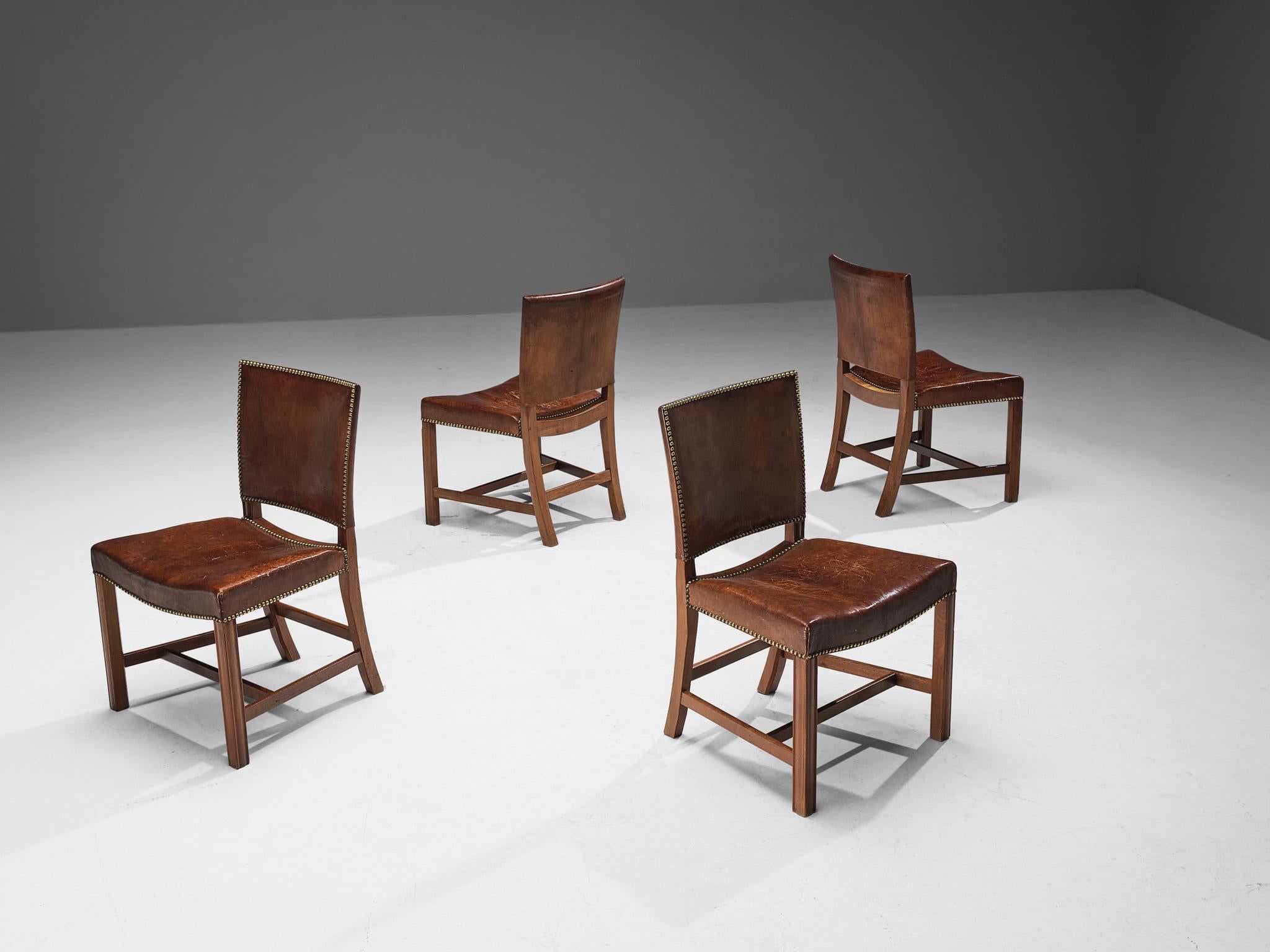 Kaare Klint for Rud Rasmussen Set of Four 'Red Chairs' in Niger Leather  1