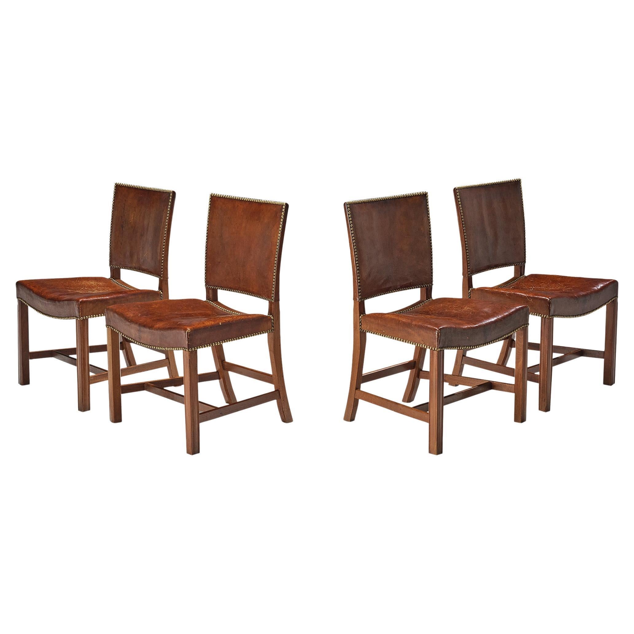 Kaare Klint for Rud Rasmussen Set of Four 'Red Chairs' in Niger Leather 