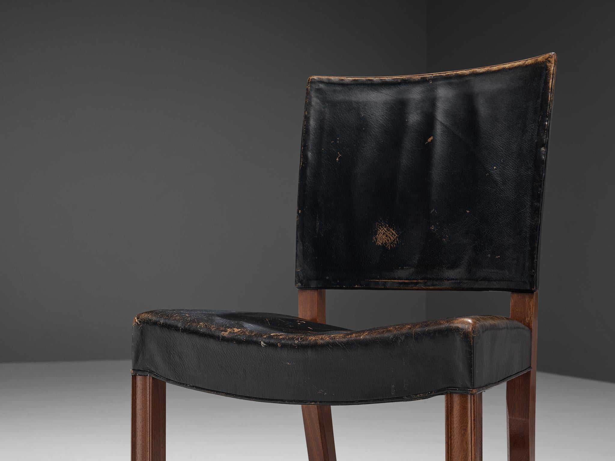 Scandinave moderne Kaare Klint for Rud Rasmussen Set of Four 'Red Chairs' in Original Black Leather en vente