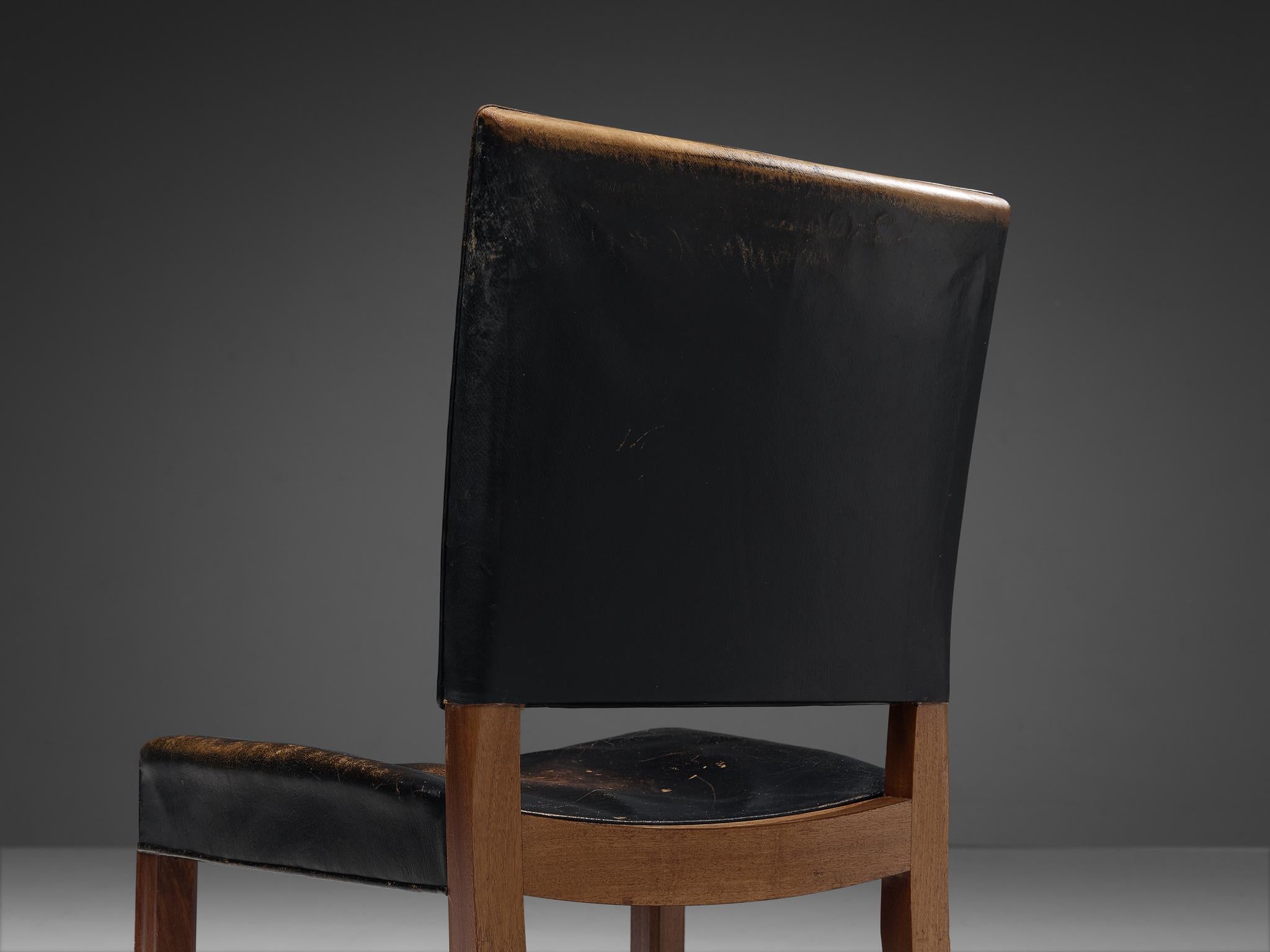 Kaare Klint for Rud Rasmussen Set of Four 'Red Chairs' in Original Black Leather Bon état - En vente à Waalwijk, NL