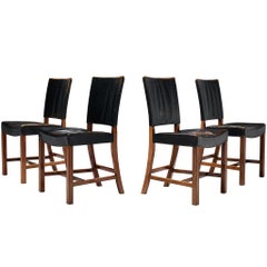 Kaare Klint for Rud Rasmussen Set of Four 'Red Chairs' in Original Black Leather