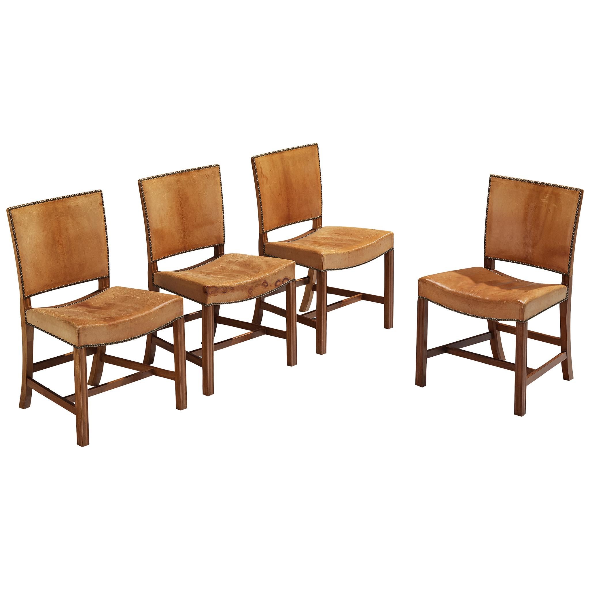 Kaare Klint for Rud Rasmussen Set of Four 'Red Chairs' in Original Leather 8
