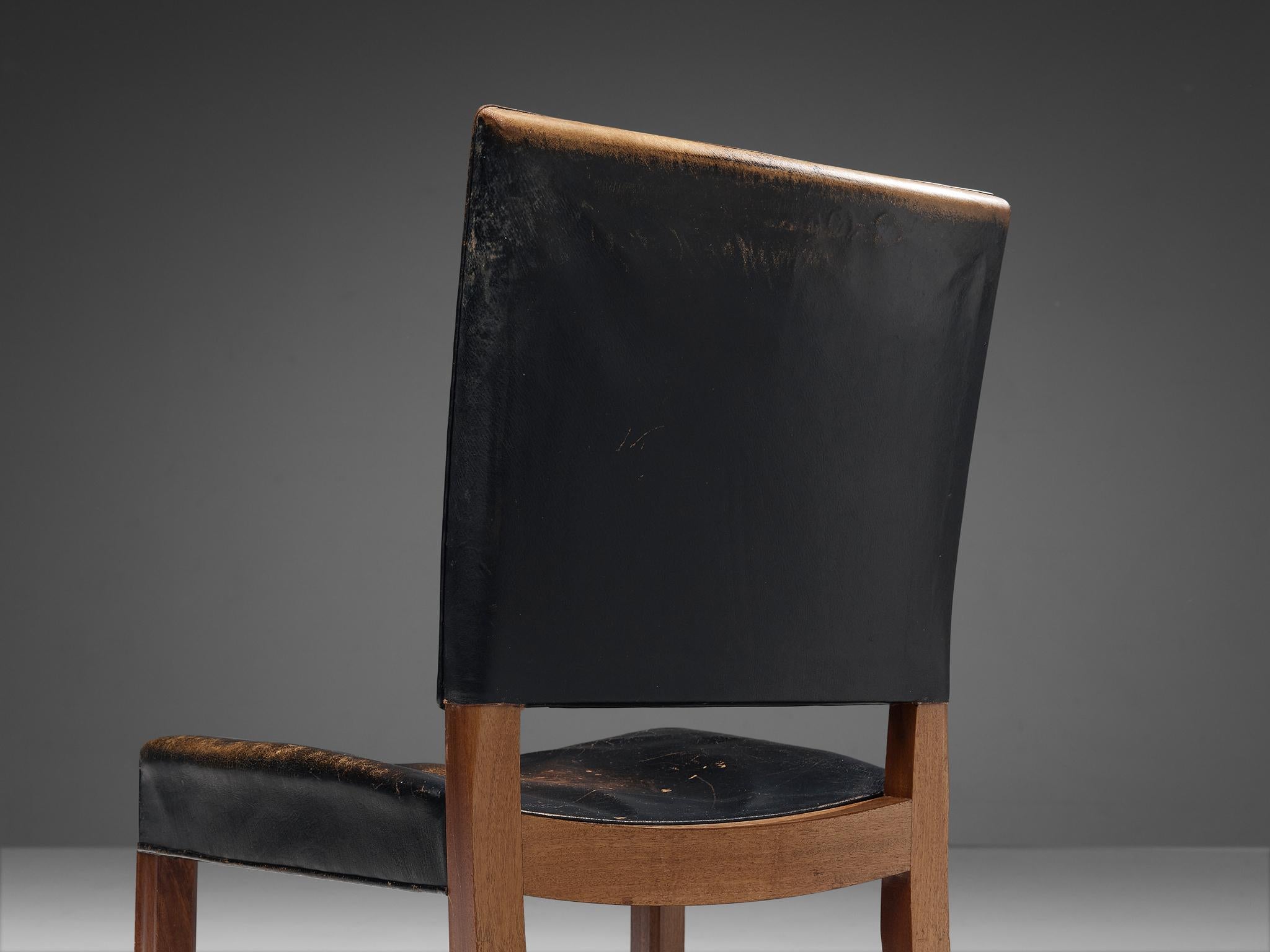Danish Kaare Klint for Rud Rasmussen Set of Four 'Red Chairs' in Original Leather  For Sale