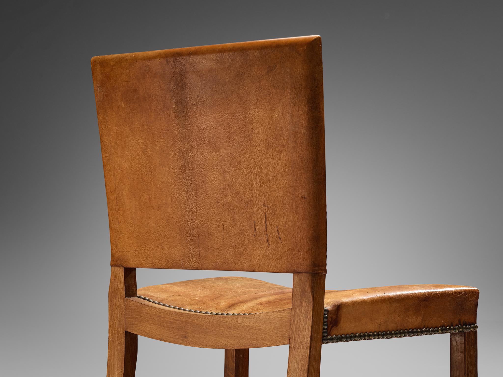 Kaare Klint for Rud Rasmussen Set of Four 'Red Chairs' in Original Leather In Good Condition In Waalwijk, NL