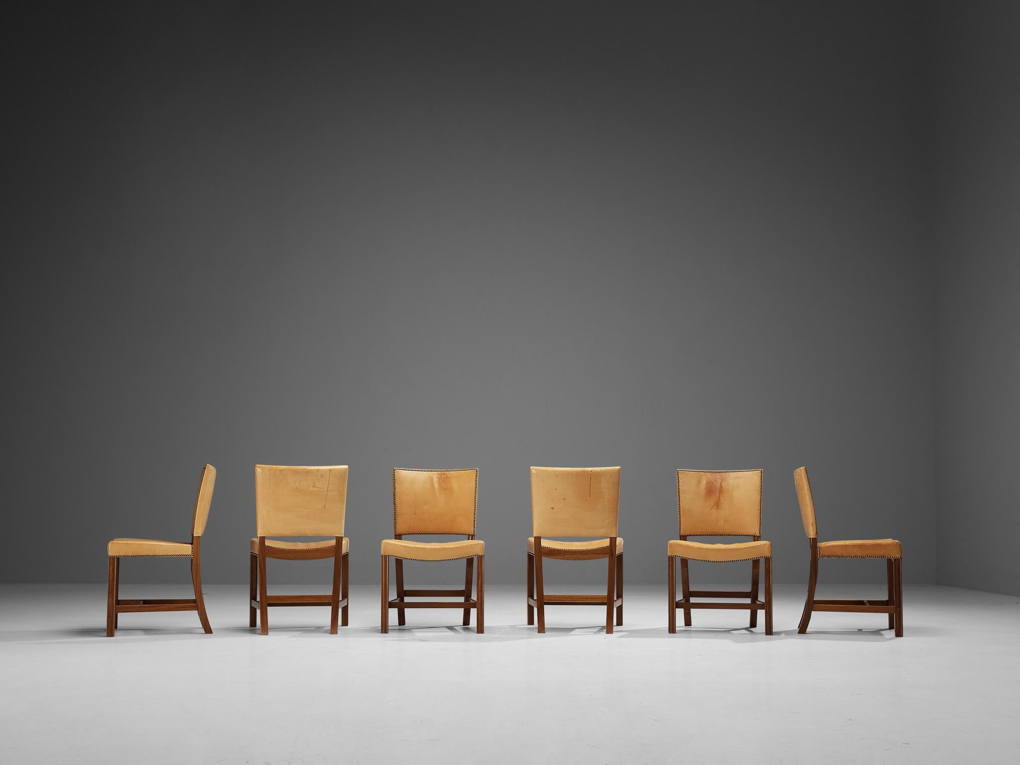 Kaare Klint for Rud Rasmussen Set of Six 'Red Chairs' in Leather 4