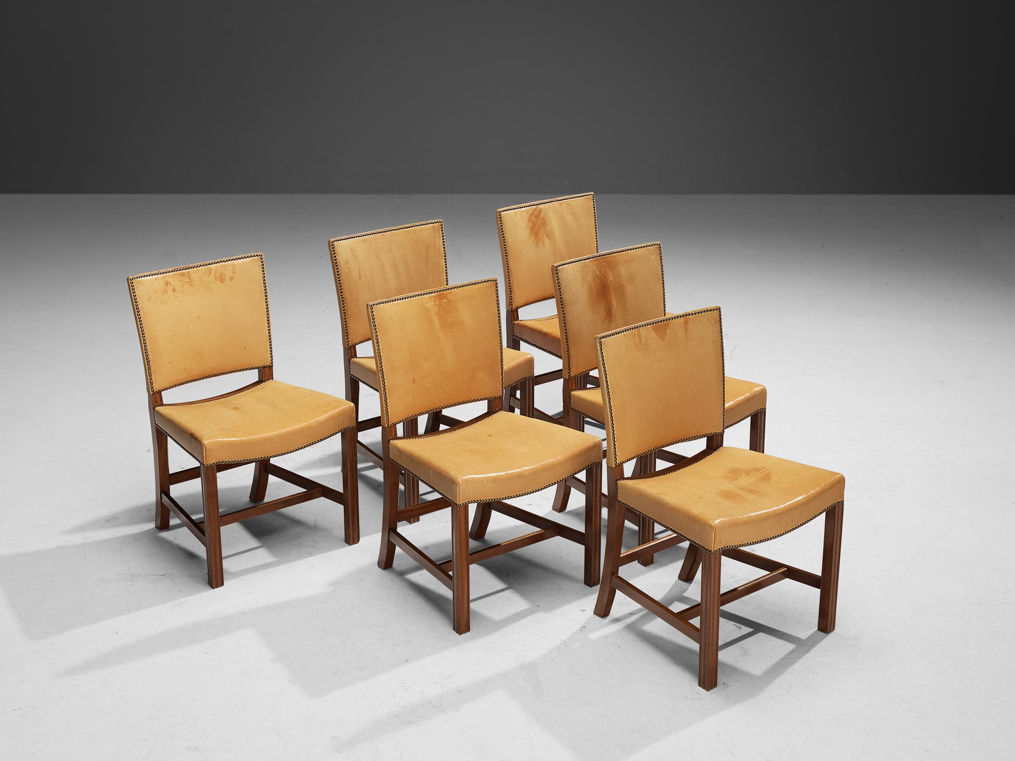 Kaare Klint for Rud Rasmussen Set of Six 'Red Chairs' in Leather 5