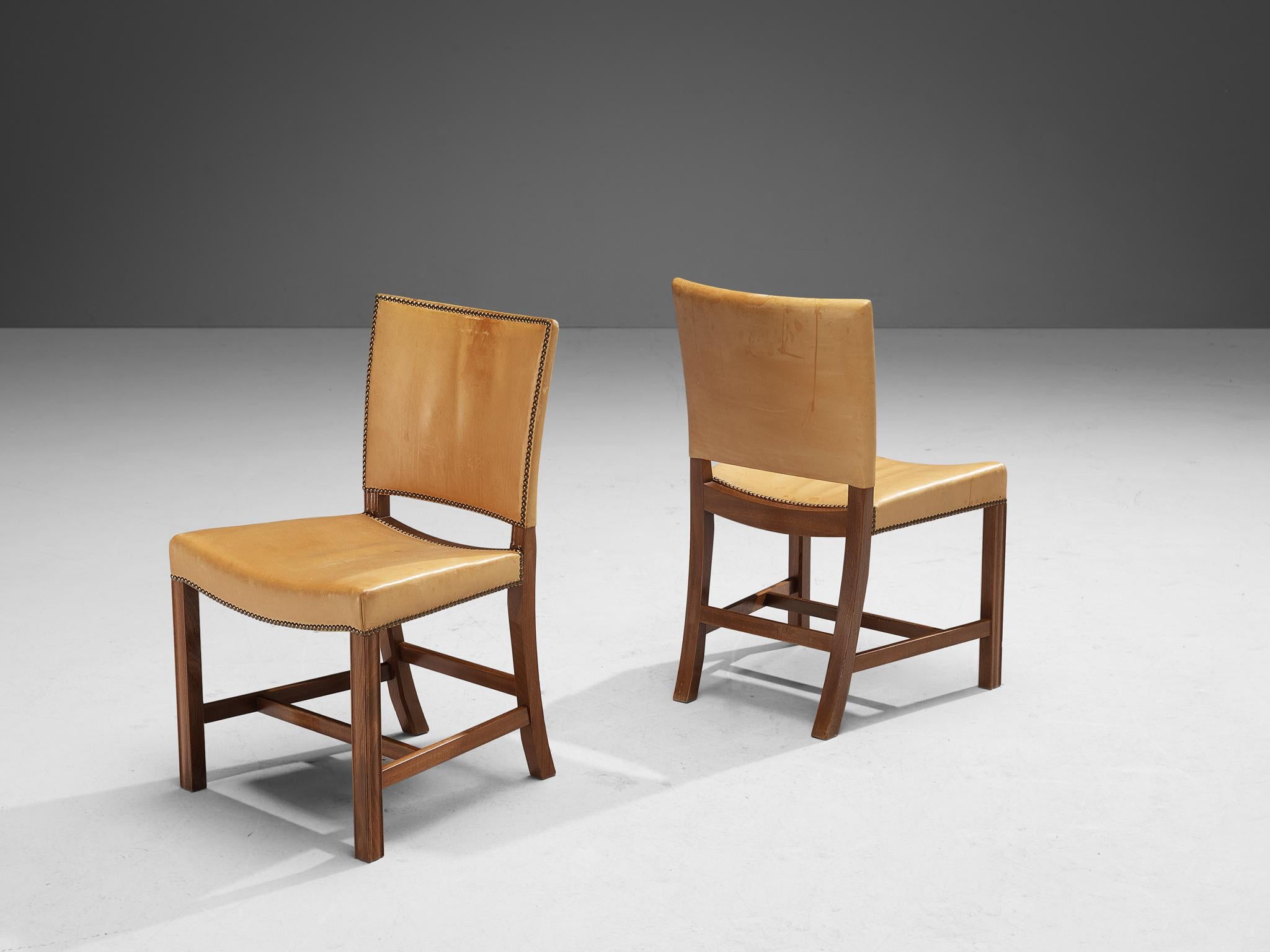 Kaare Klint for Rud Rasmussen Set of Six 'Red Chairs' in Leather In Good Condition In Waalwijk, NL