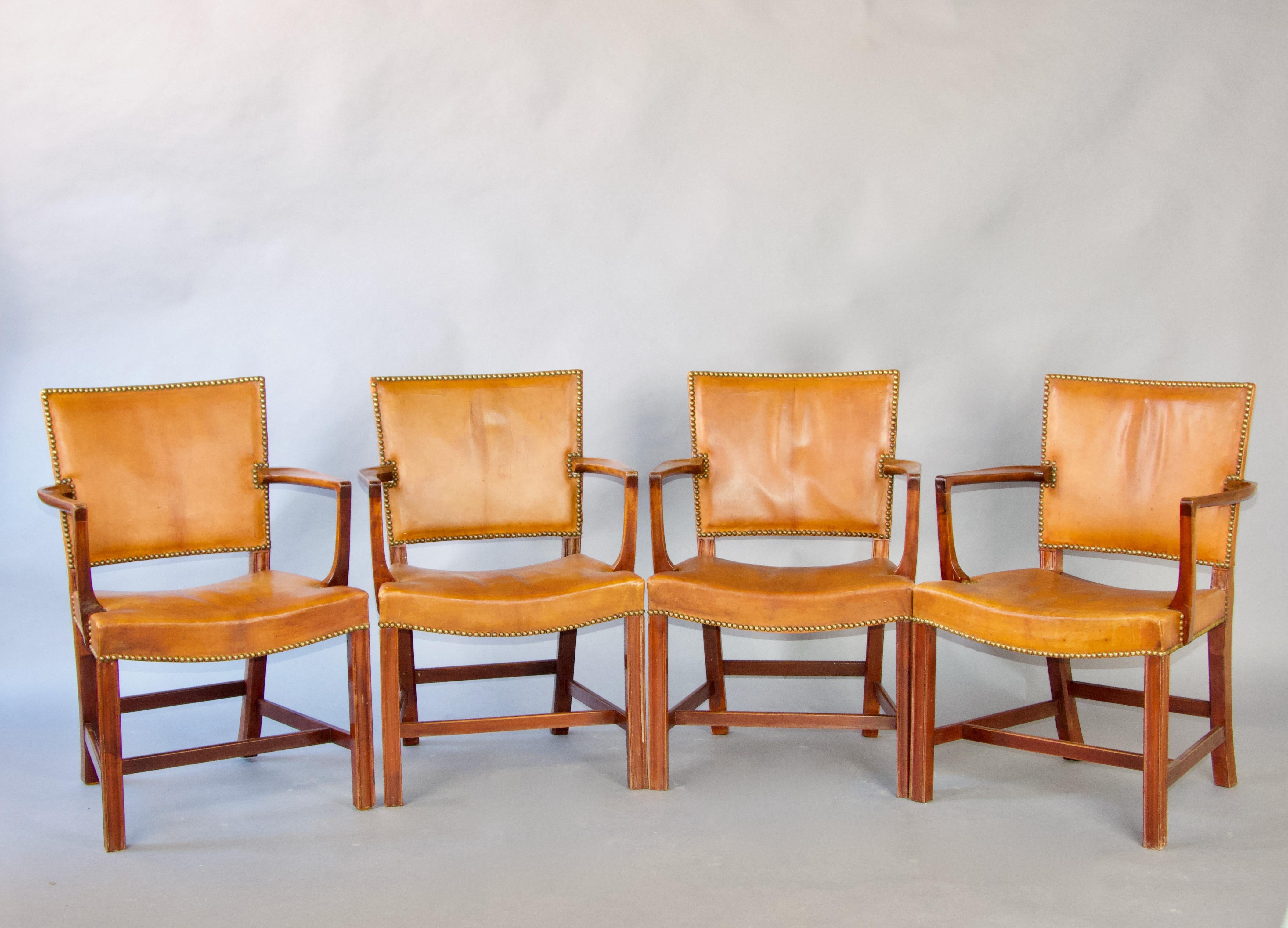 Kaare Klint for Rud Rasmussen Set of twelve 'Red Chairs' in Original Leather 4