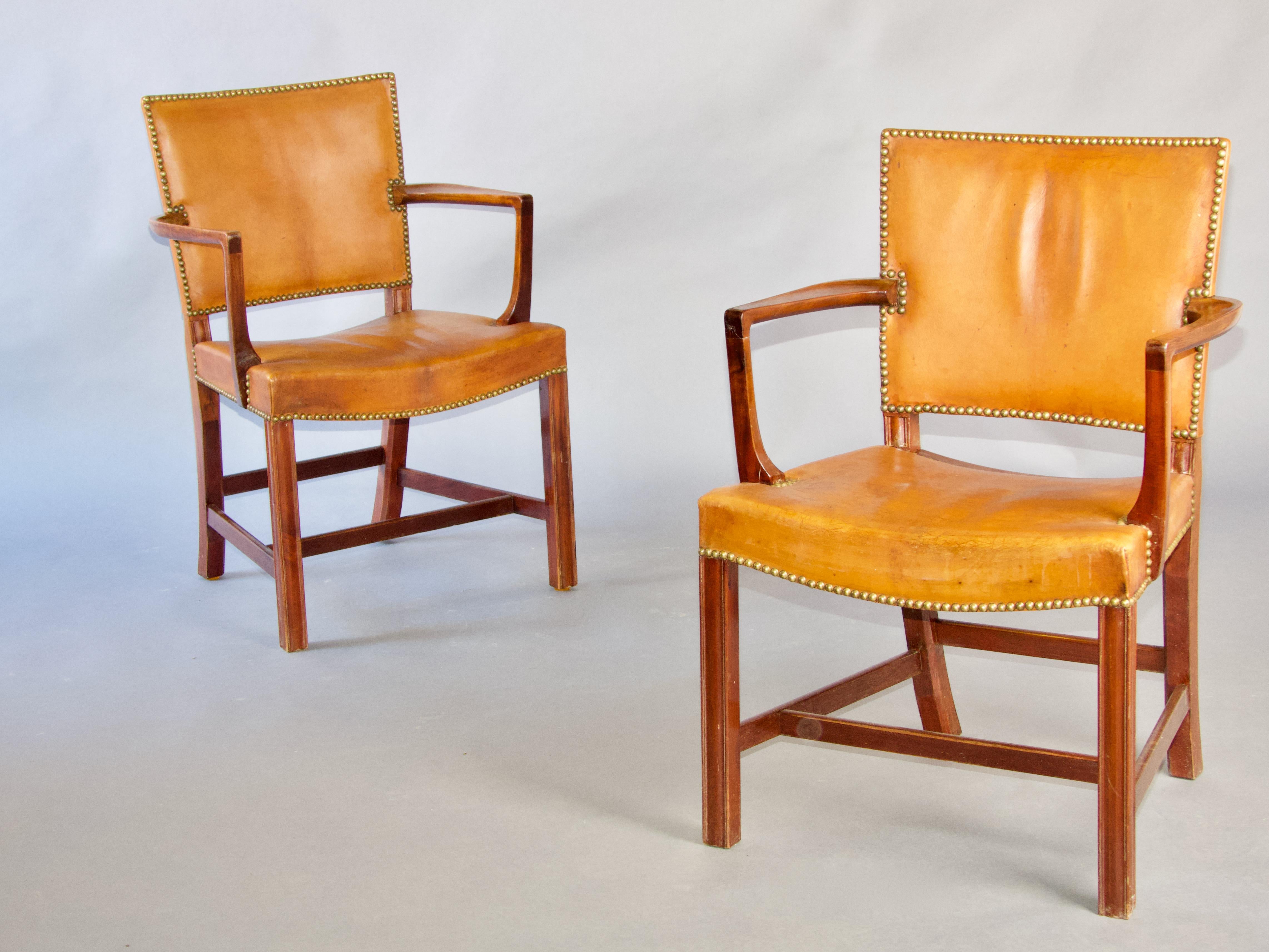 Kaare Klint for Rud Rasmussen Set of twelve 'Red Chairs' in Original Leather 5