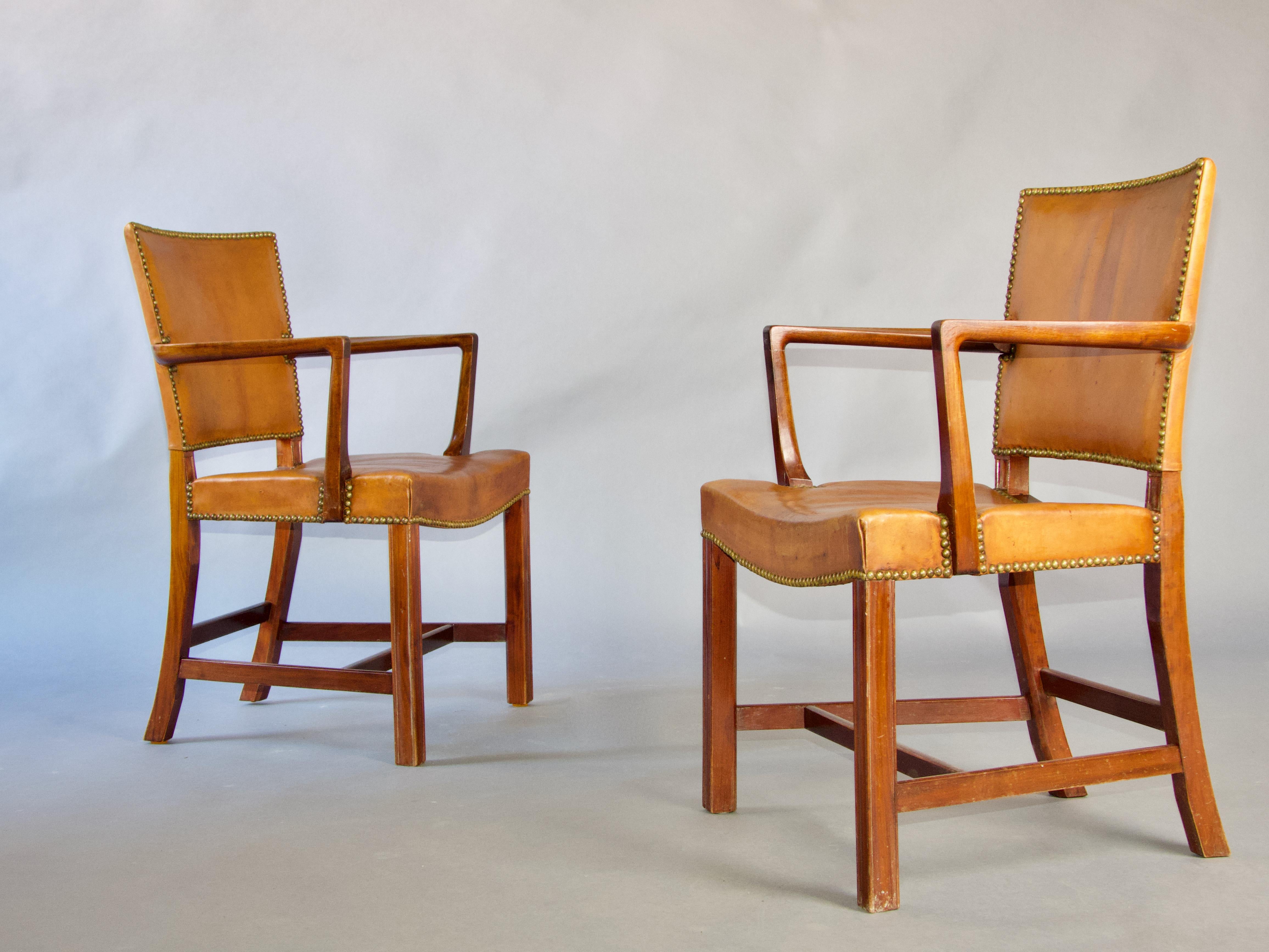 Kaare Klint for Rud Rasmussen Set of twelve 'Red Chairs' in Original Leather 7