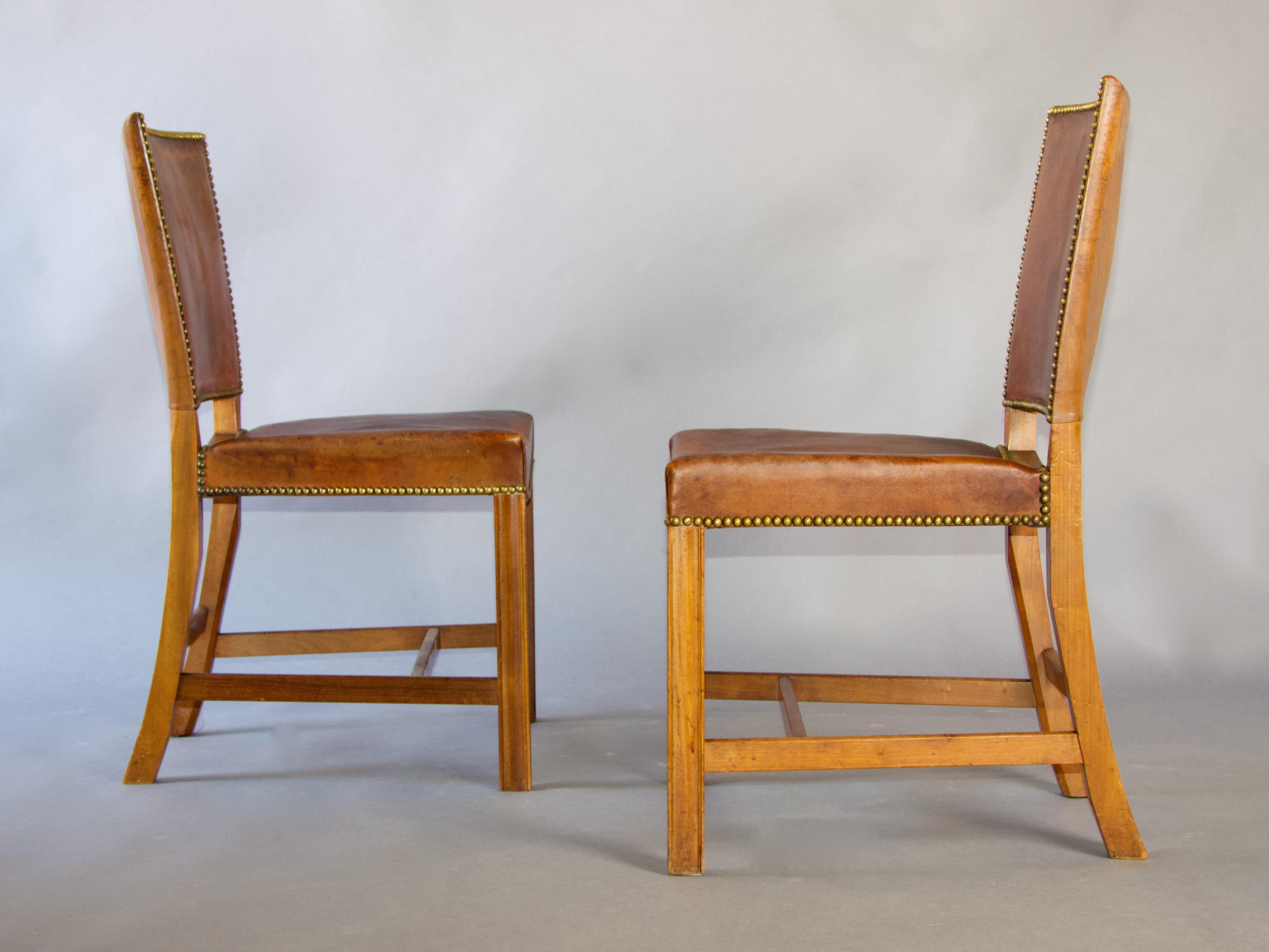 Kaare Klint for Rud Rasmussen Set of twelve 'Red Chairs' in Original Leather 12