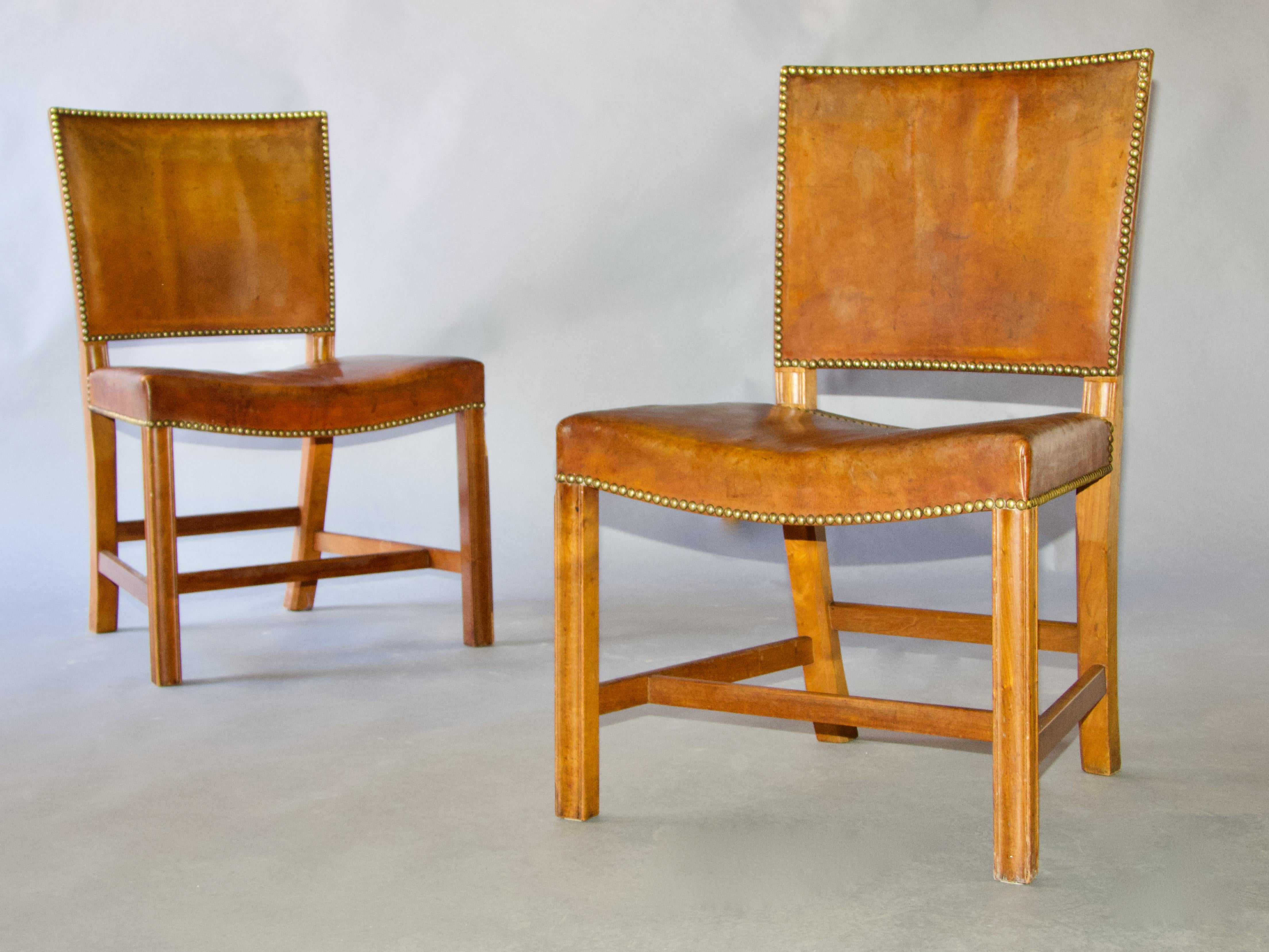Danish Kaare Klint for Rud Rasmussen Set of twelve 'Red Chairs' in Original Leather