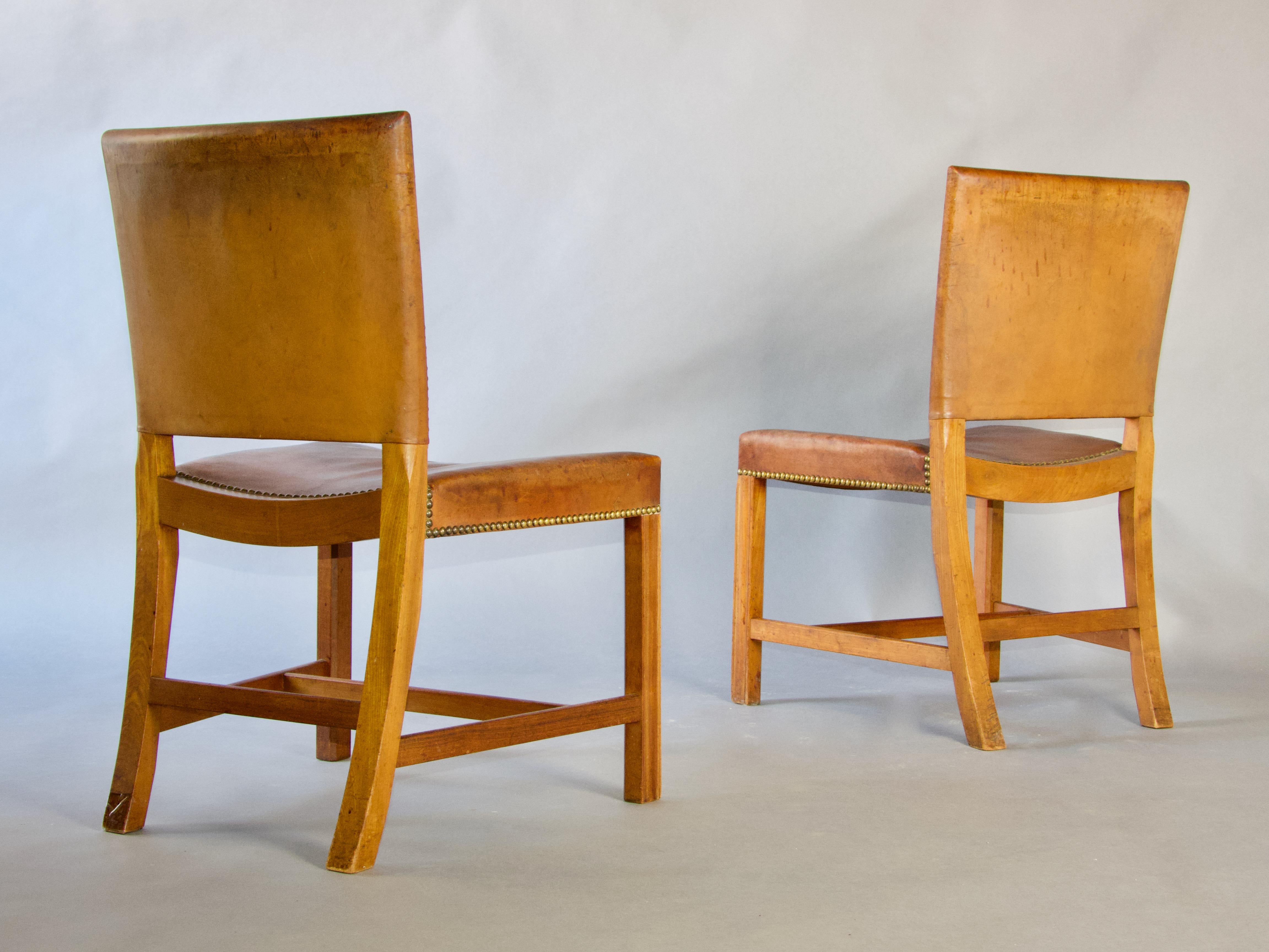 Mid-20th Century Kaare Klint for Rud Rasmussen Set of twelve 'Red Chairs' in Original Leather