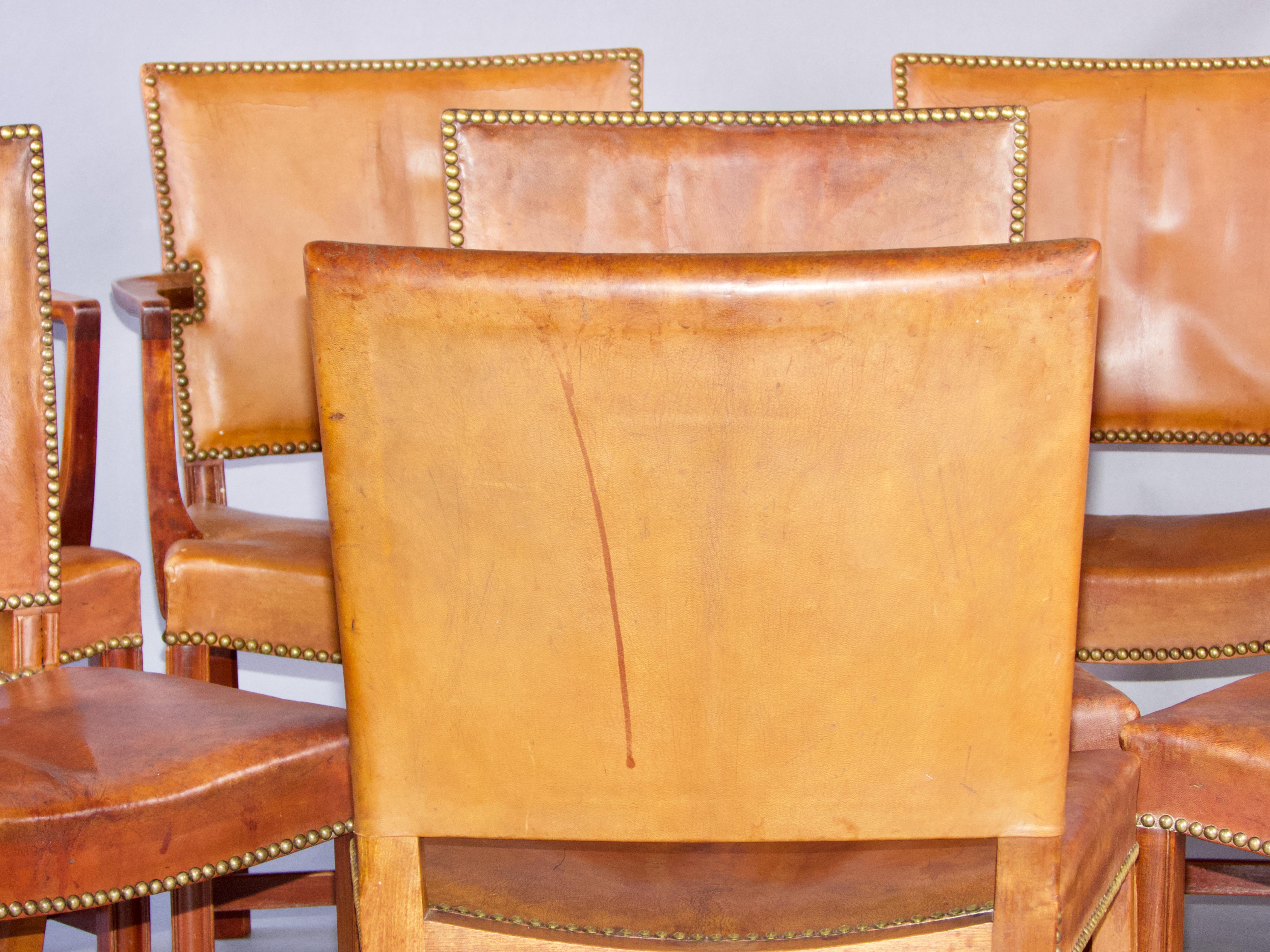 Kaare Klint for Rud Rasmussen Set of twelve 'Red Chairs' in Original Leather 3