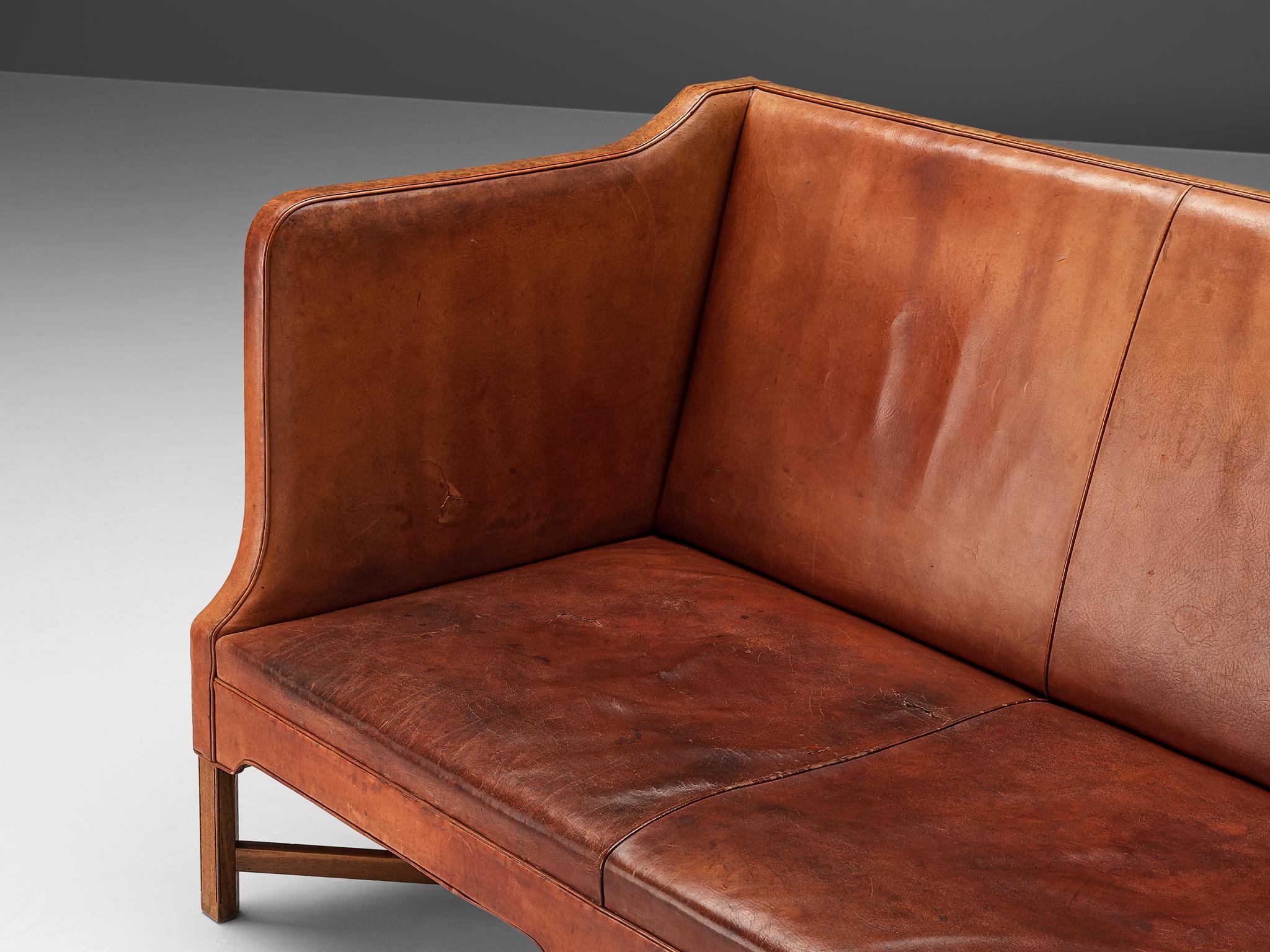Danish Kaare Klint for Rud Rasmussen Sofa 4118 in Original Leather