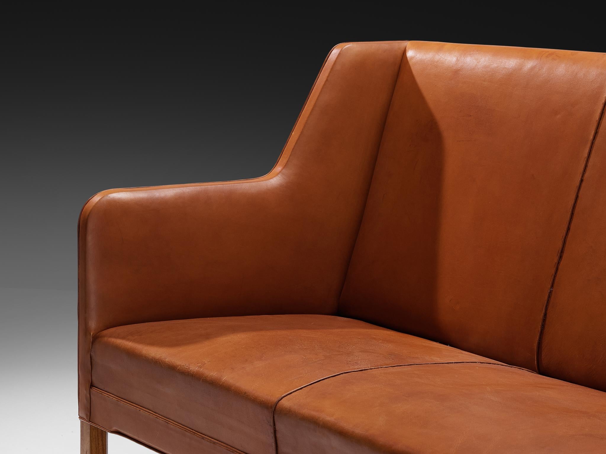 Kaare Klint per Rud Rasmussen Divano '5011' in pelle cognac e mogano in vendita 5