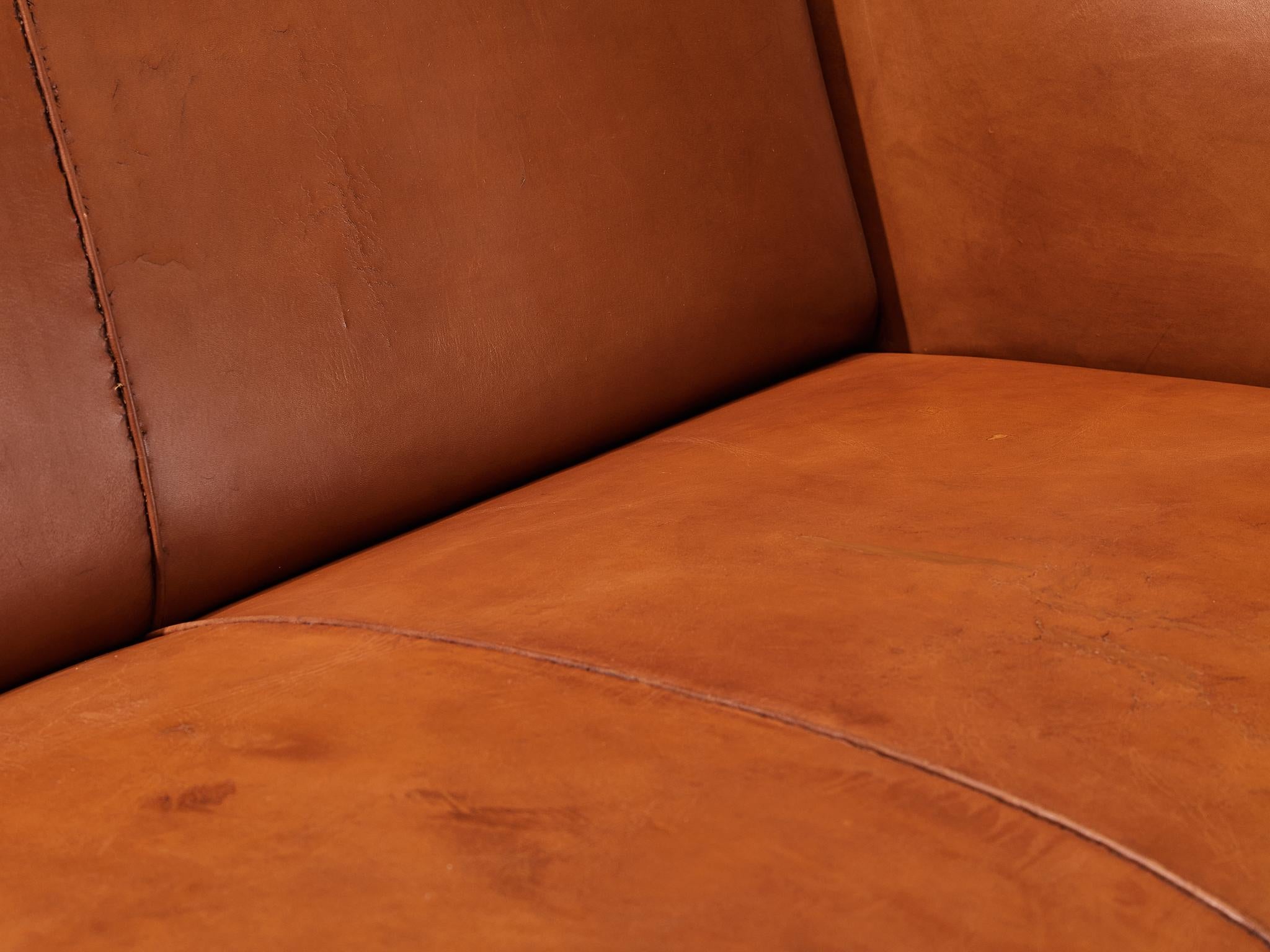 Pelle Kaare Klint per Rud Rasmussen Divano '5011' in pelle cognac e mogano in vendita