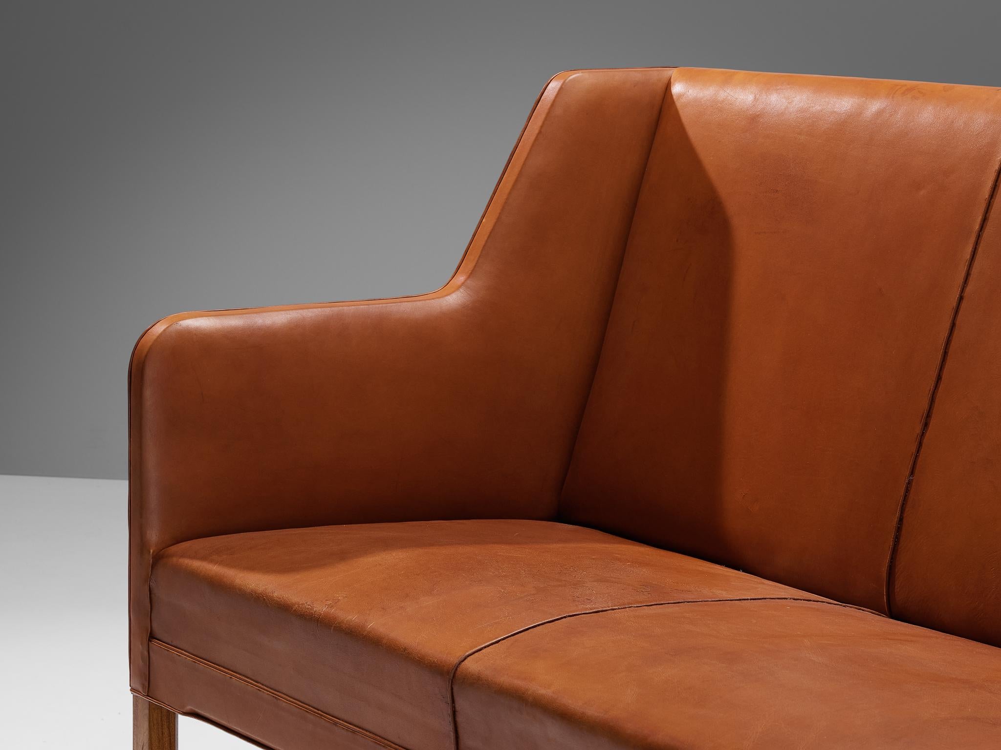 Kaare Klint for Rud Rasmussen Sofa in Original Cognac Leather 6