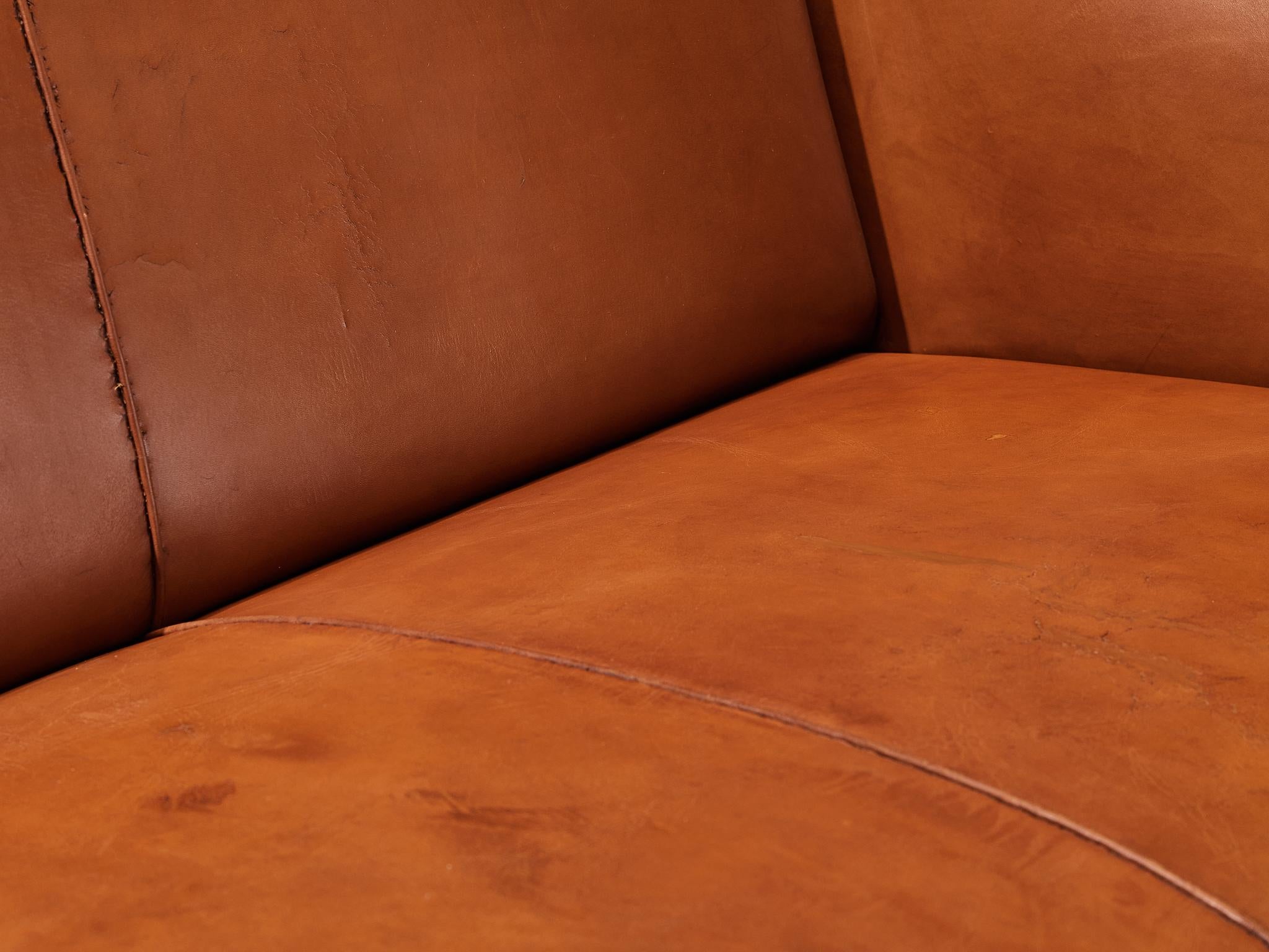 Kaare Klint for Rud Rasmussen Sofa in Original Cognac Leather 1