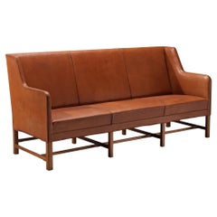 Kaare Klint for Rud Rasmussen Sofa in Original Cognac Leather