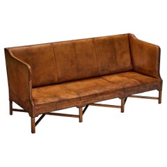 Vintage Kaare Klint for Rud Rasmussen Sofa in Original Niger Leather and Mahogany 