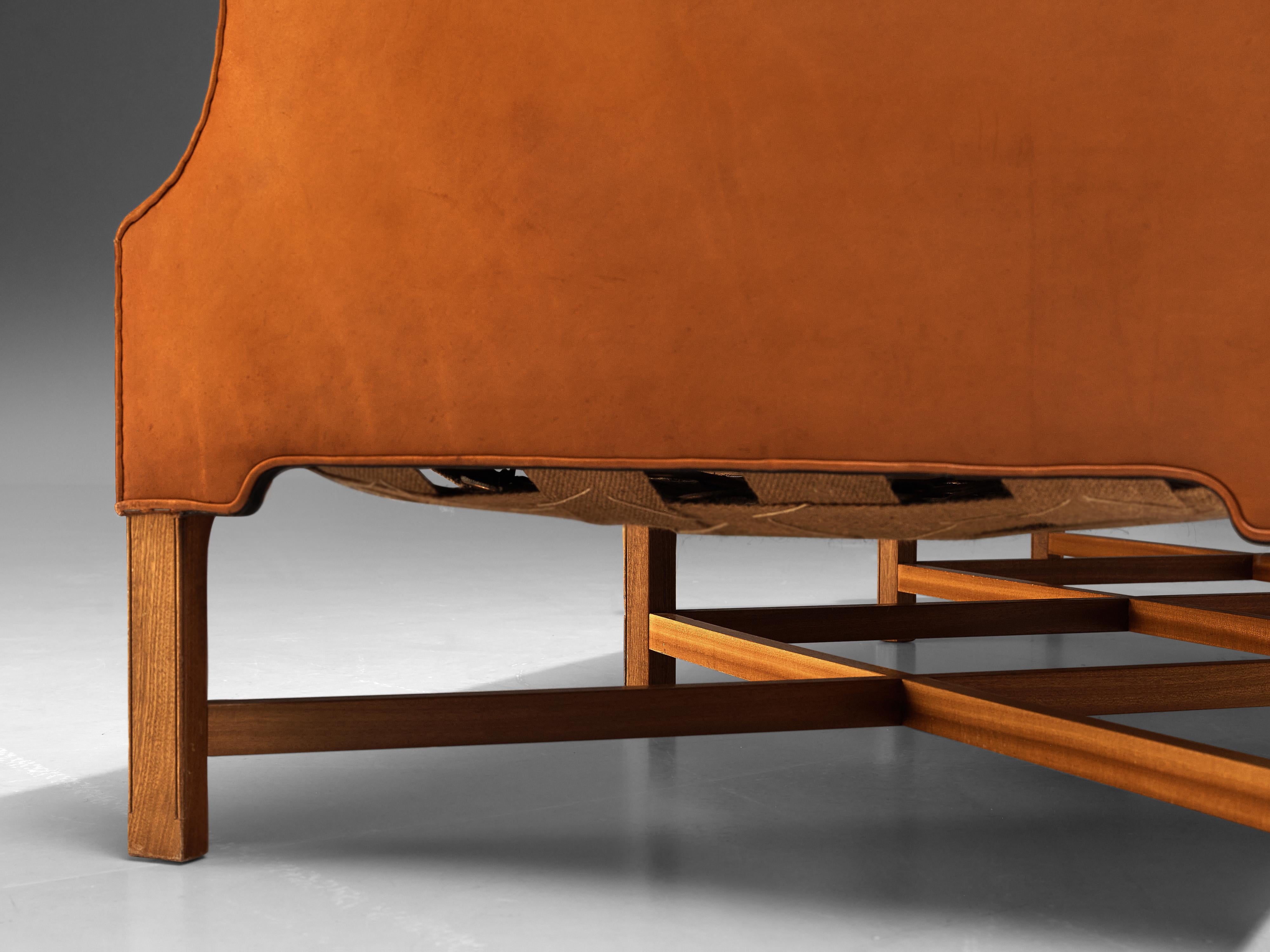 Kaare Klint for Rud Rasmussen Sofa Model 4118 in Cognac Leather In Good Condition In Waalwijk, NL
