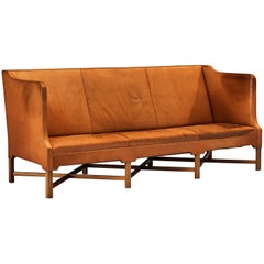 Kaare Klint for Rud Rasmussen Sofa Model 4118 in Cognac Leather