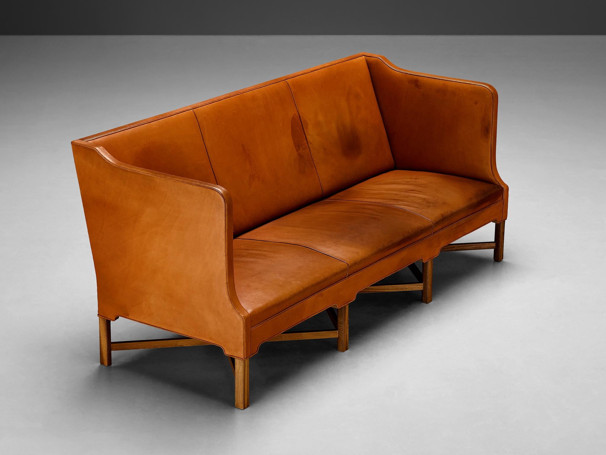 Kaare Klint for Rud. Rasmussen Sofa Model 4118 in Leather and Mahogany  For Sale 1