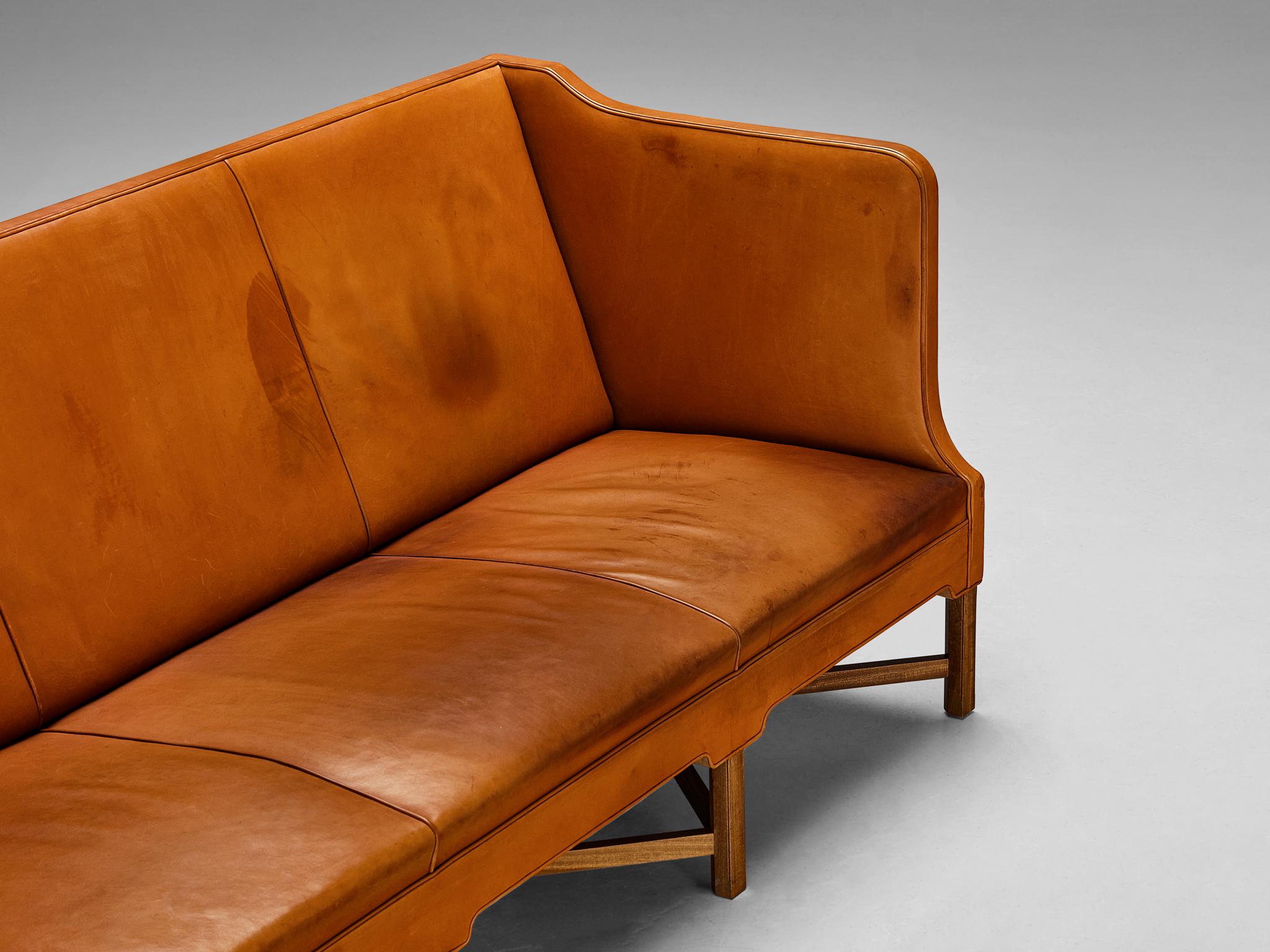Kaare Klint for Rud. Rasmussen Sofa Model 4118 in Leather and Mahogany  For Sale 3