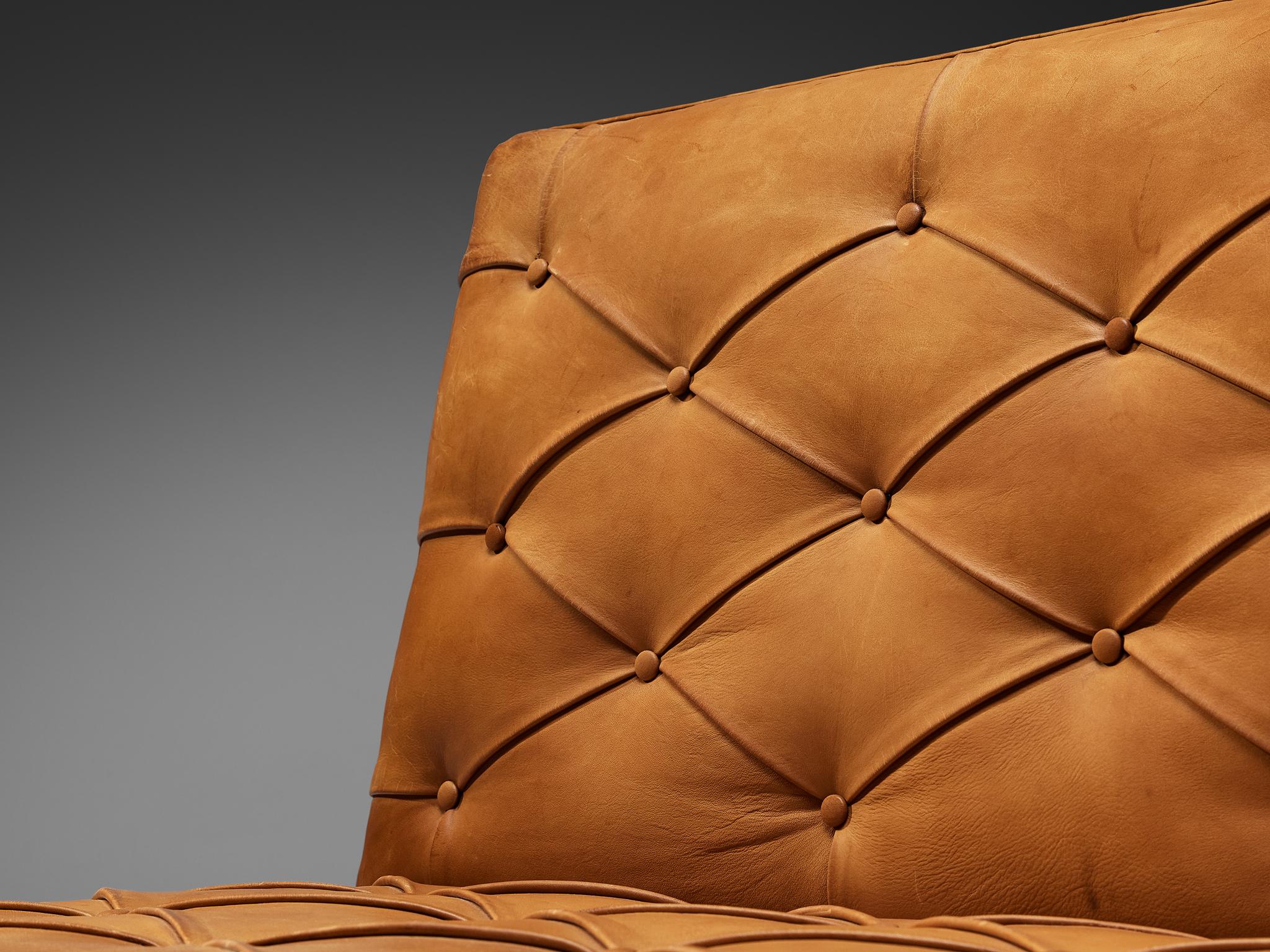 Scandinavian Modern Kaare Klint for Rud Rasmussen Sofa with Ottoman in Cognac Leather