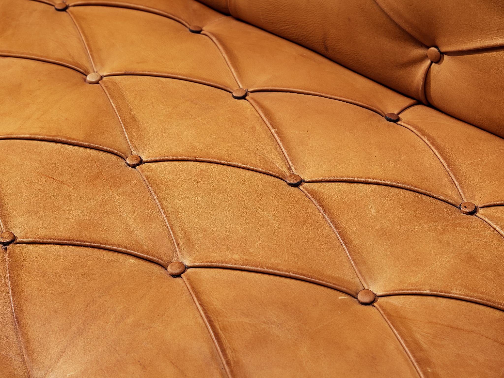 Kaare Klint for Rud Rasmussen Sofa with Ottoman in Cognac Leather In Good Condition In Waalwijk, NL