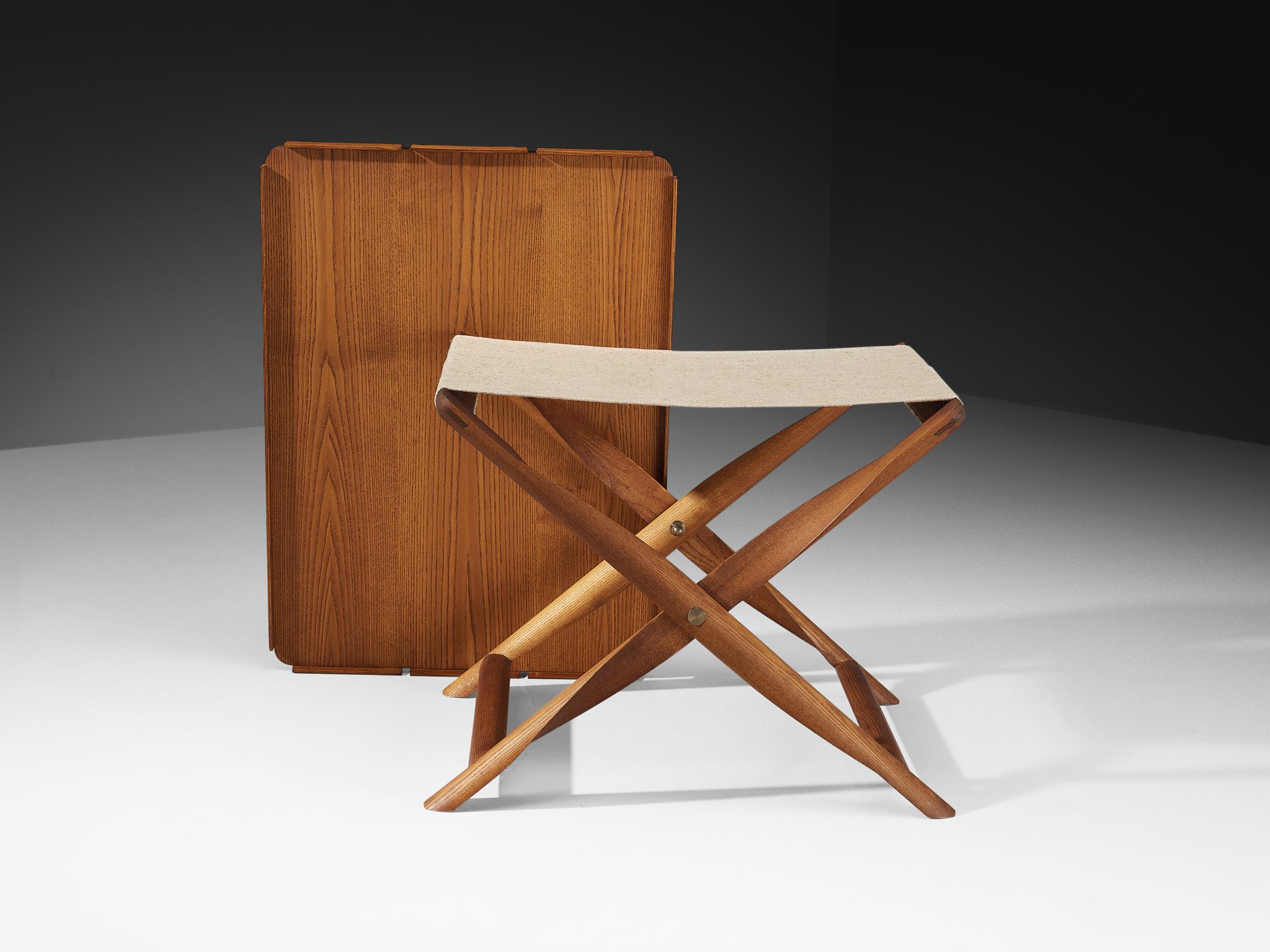 Kaare Klint pour Rud. Tabouret pliant Rasmussens Snedkekier avec table à plateau 4