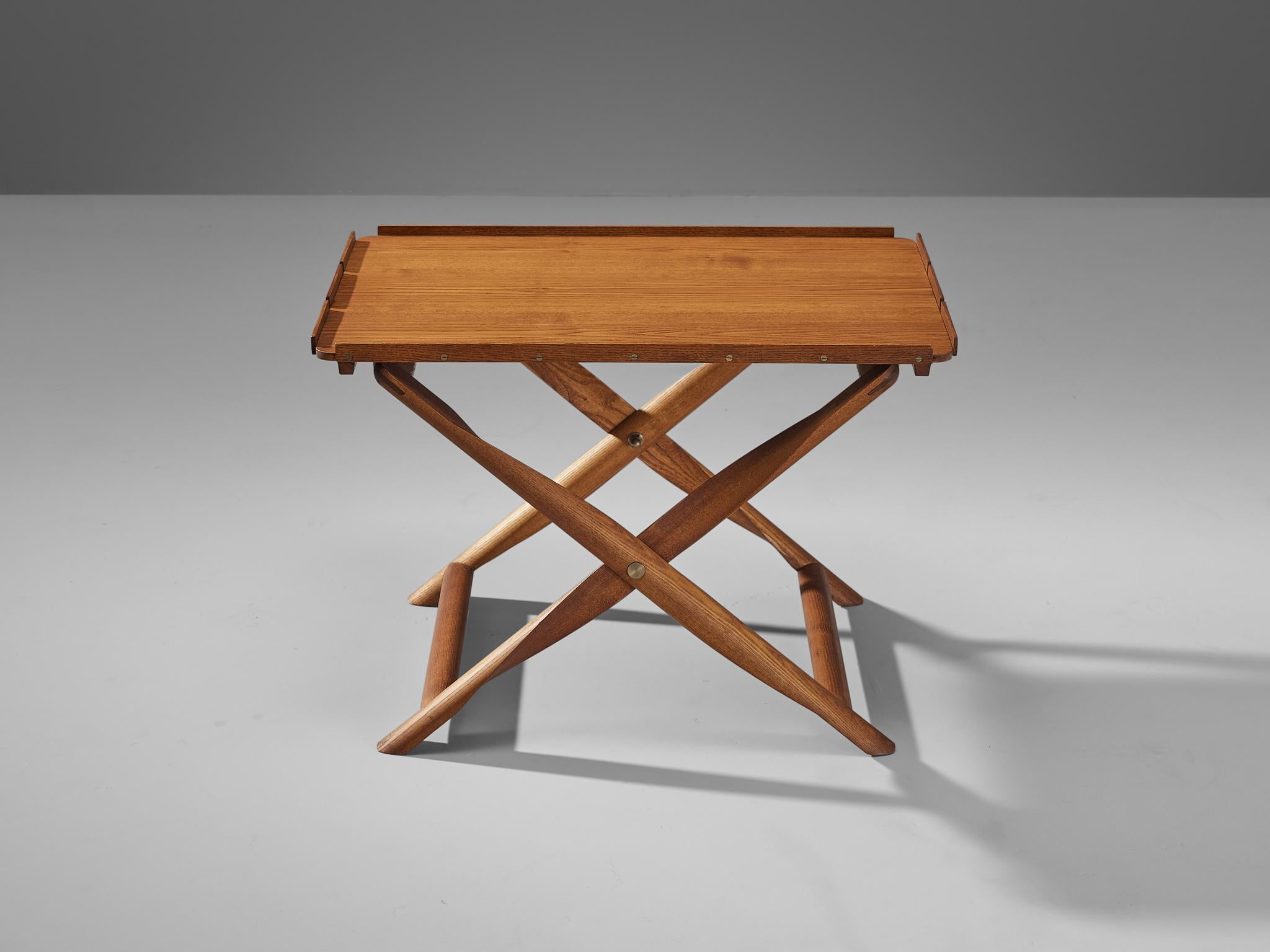 Scandinavian Modern Kaare Klint for Rud, Rasmussens Snedkekier Folding Stool with Tray Table