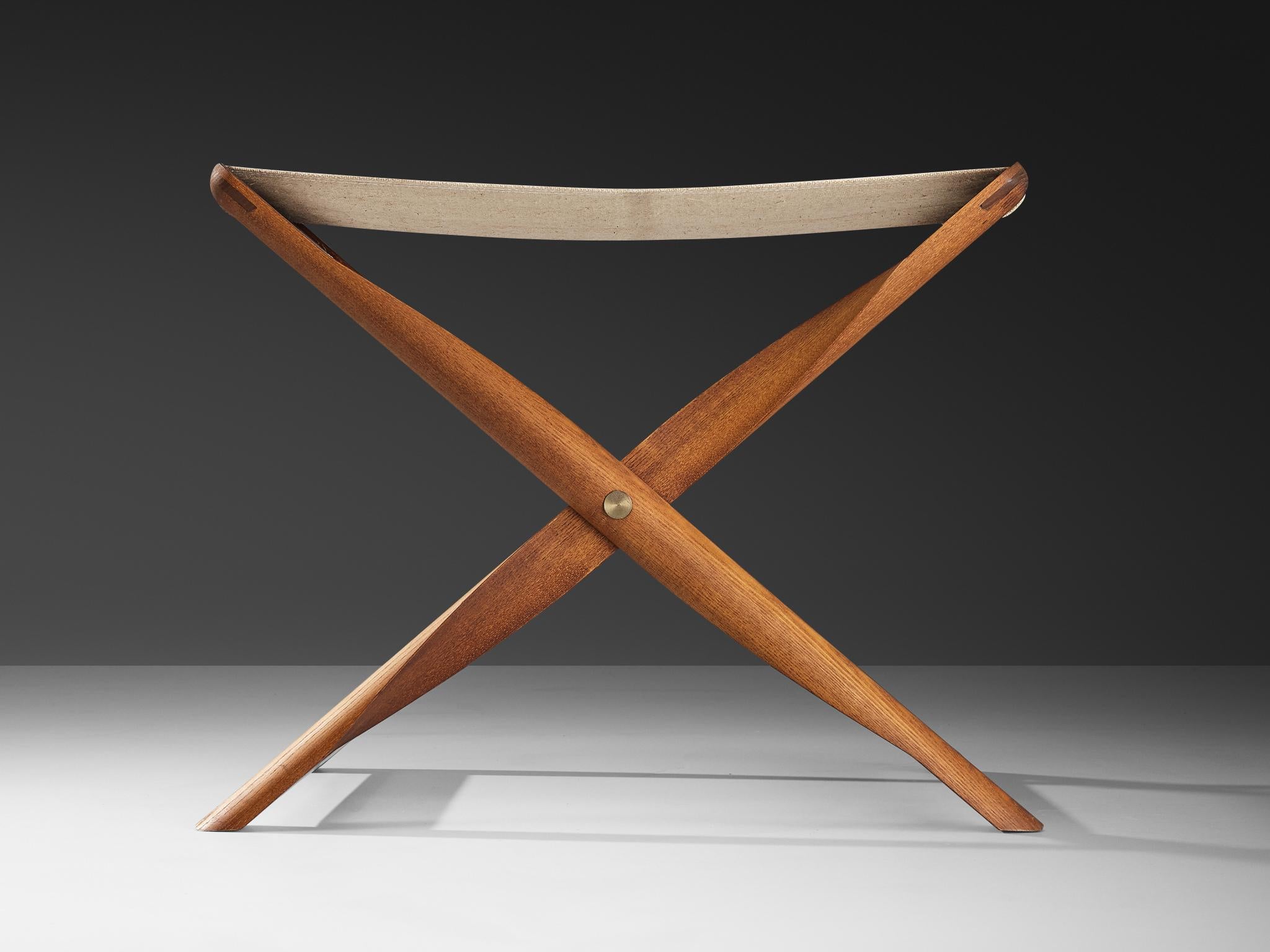 Milieu du XXe siècle Kaare Klint pour Rud. Tabouret pliant Rasmussens Snedkekier avec table à plateau