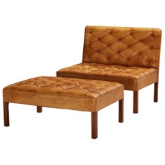 Kaare Klint for Rud. Rasmussens Snedkerier '4698' Sofa with Ottoman in Leather