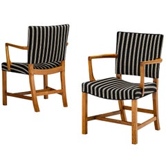 Kaare Klint for Rud. Rasmussens Snedkerier Pair of '3758A' Red Dining Chairs