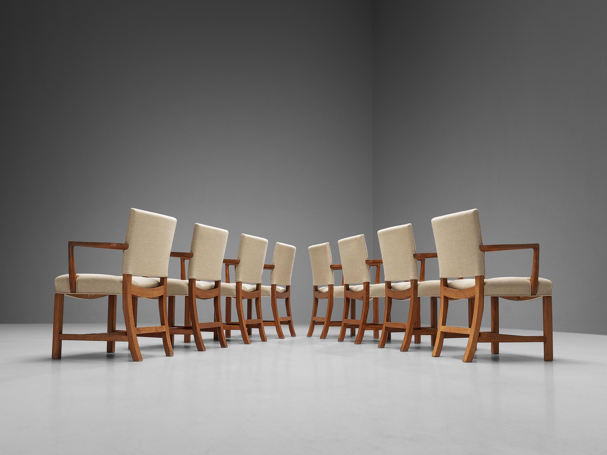 Kaare Klint for Rud Rasmussens Snedkerier Set of Eight Armchairs in
